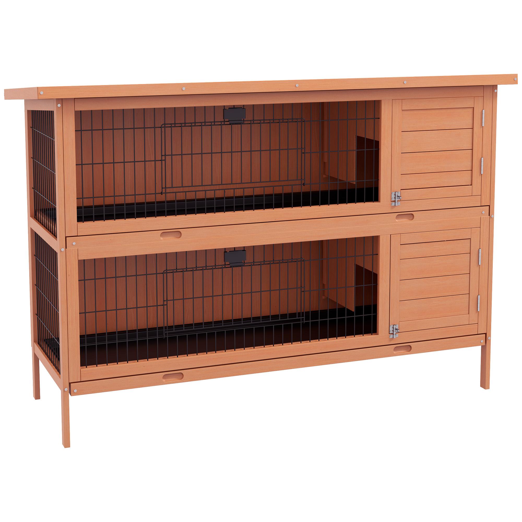 Orange Fir Rabbit Hutch, Two-Story Indoor/Outdoor Habitat