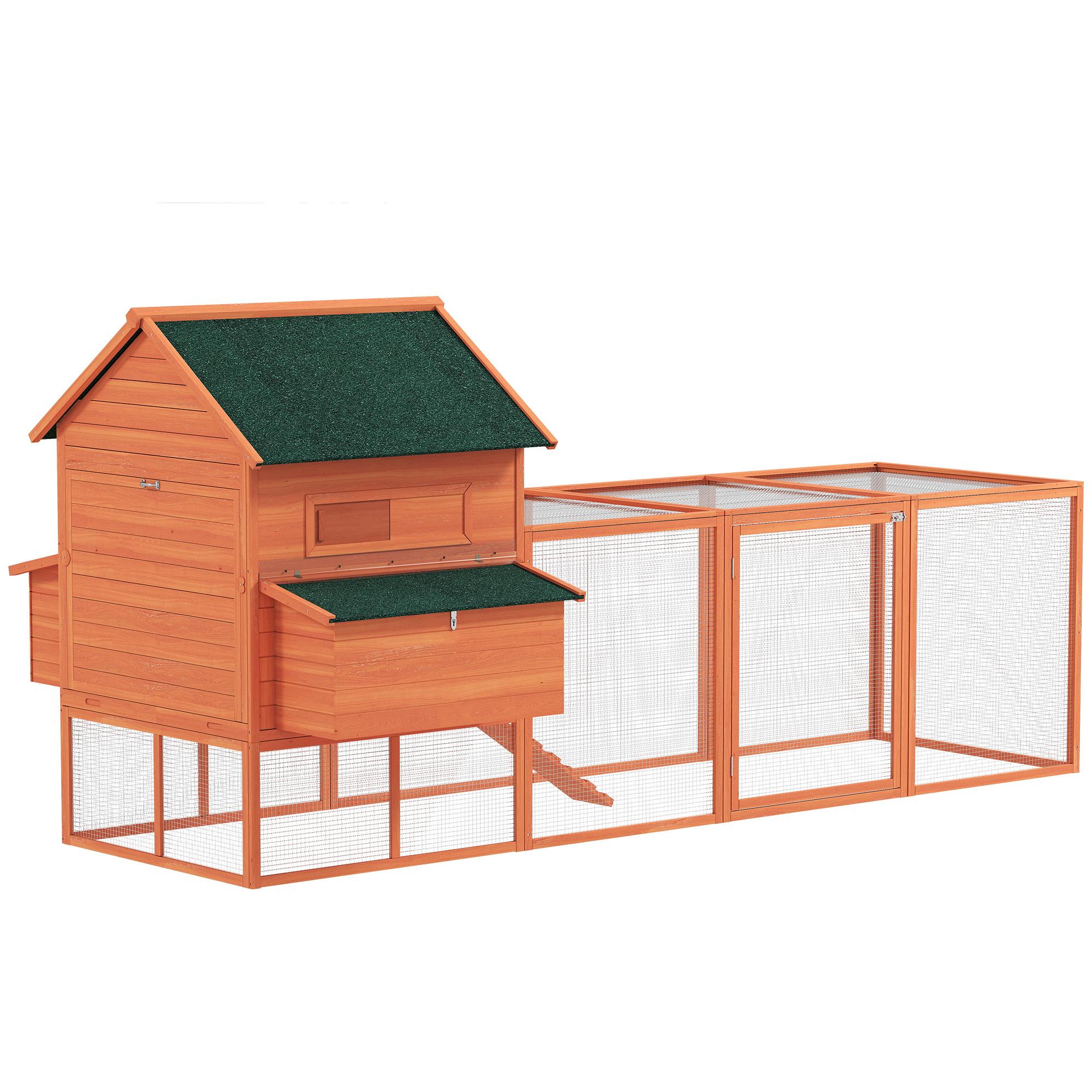 Orange 136 Inch Chicken Coop with Run and Nesting Boxes