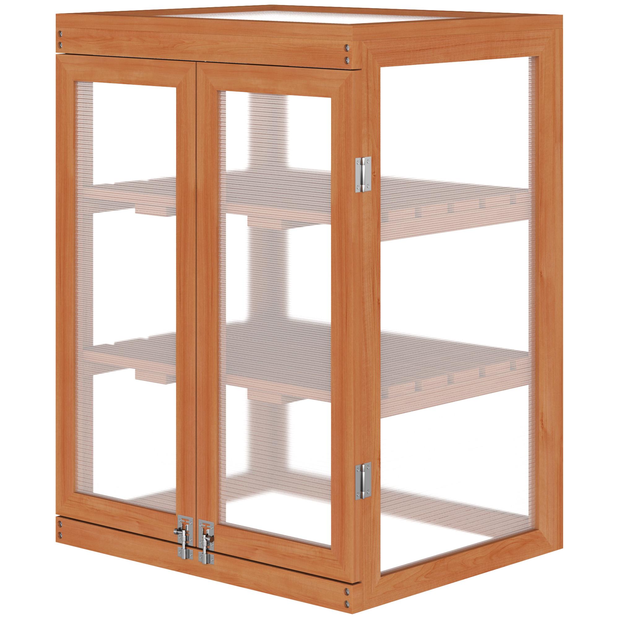 Orange Fir Wood Cold Frame, 2-Tier, 22.8 x 17.3 x 30.7 in