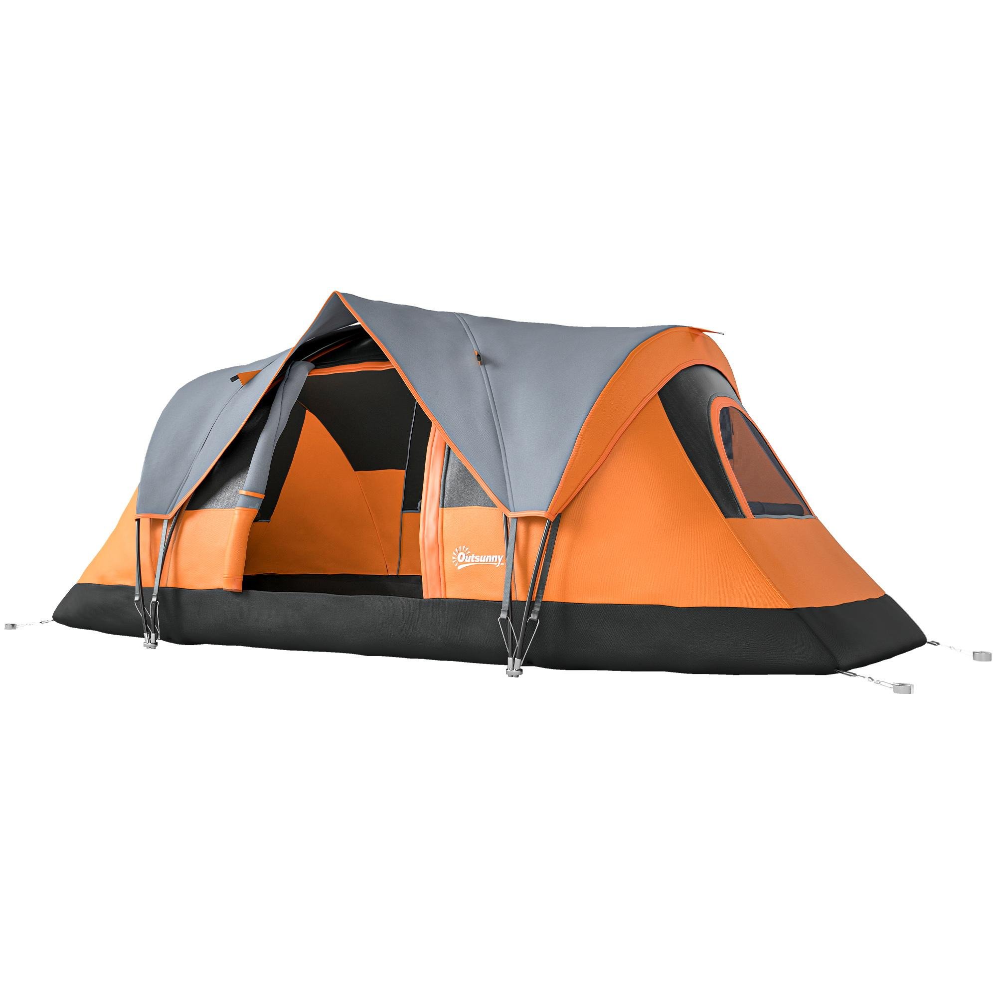 Orange Five Person Tent with Two-Tier Design