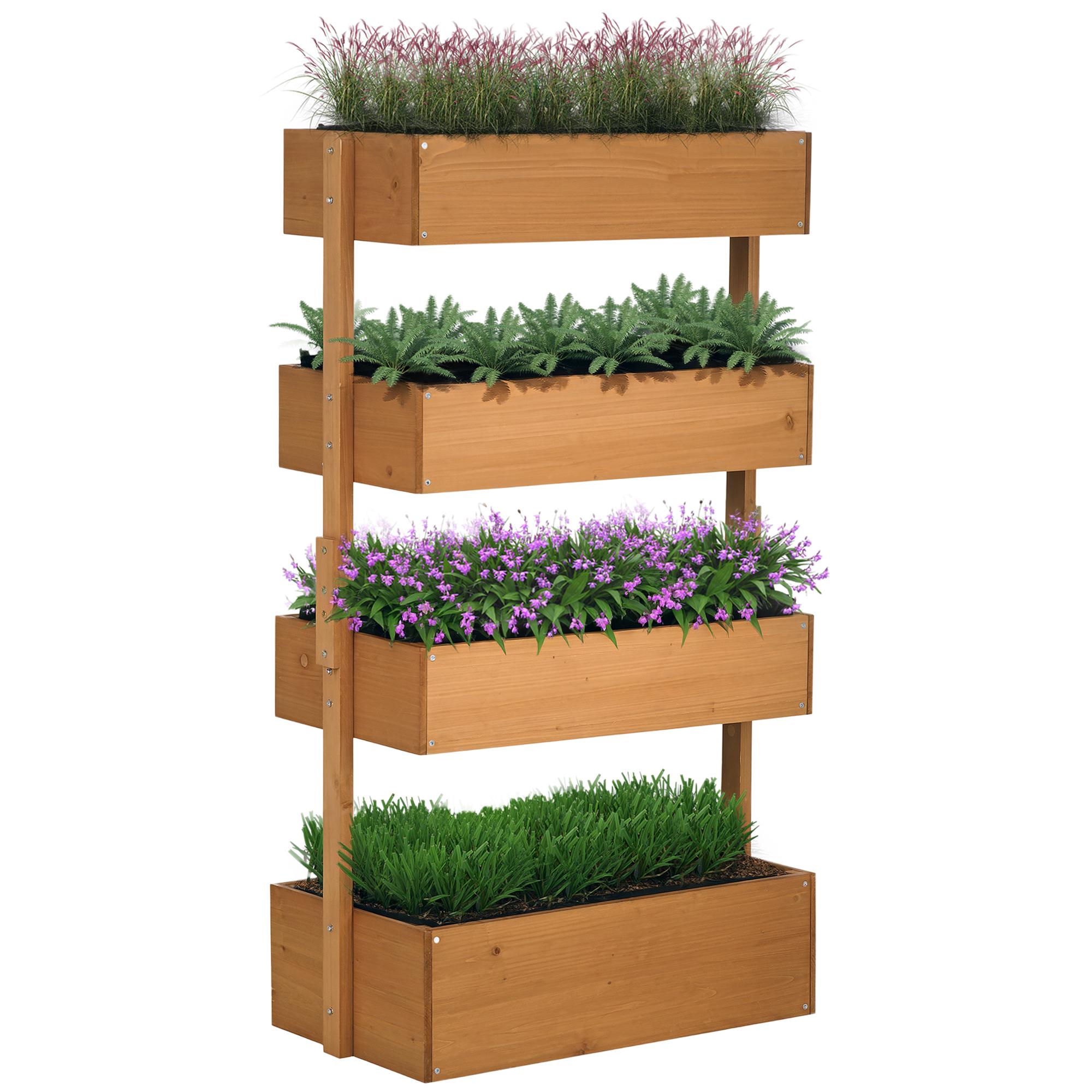 Orange Four-Tier Wooden Planter, 31.5 x 17.75 x 56 in