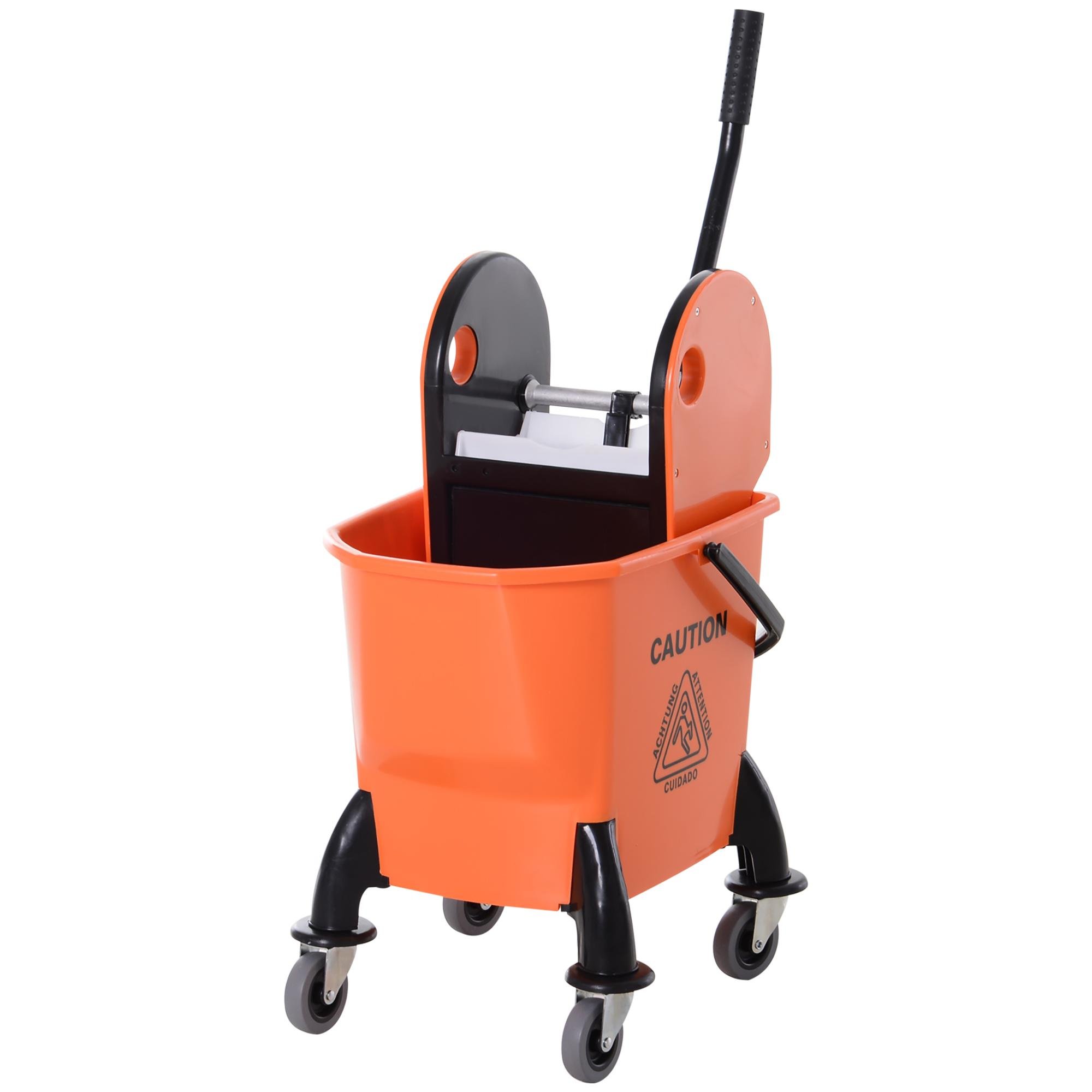 Orange 26 Litre Mop Bucket with Wringer and Wheels