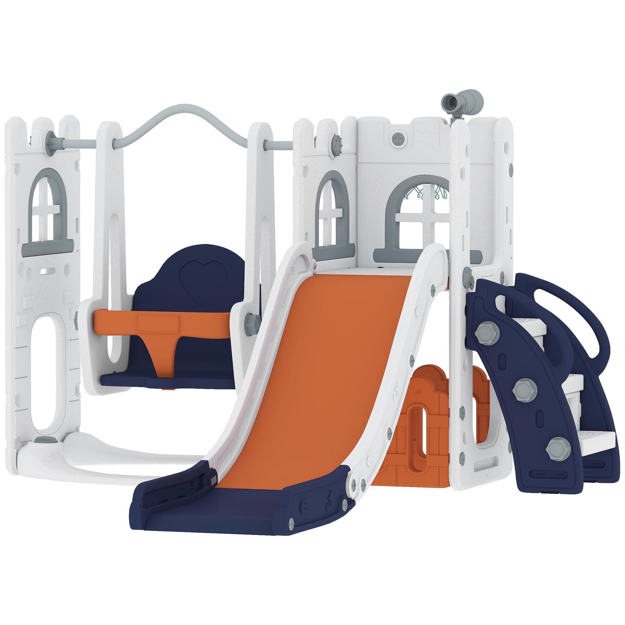 Orange 6-in-1 Toddler Playset with Slide and Swing