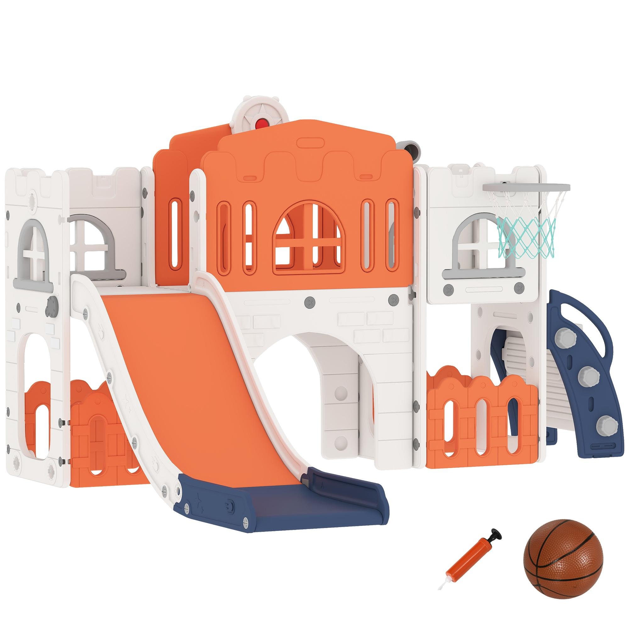 Orange Toddler Play Centre with 9-in-1 Features and Tunnel