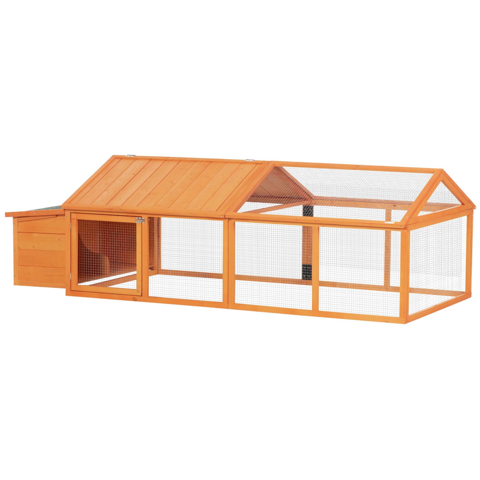 94.5 Inch Orange Chicken Run with Two-Section Nesting Box