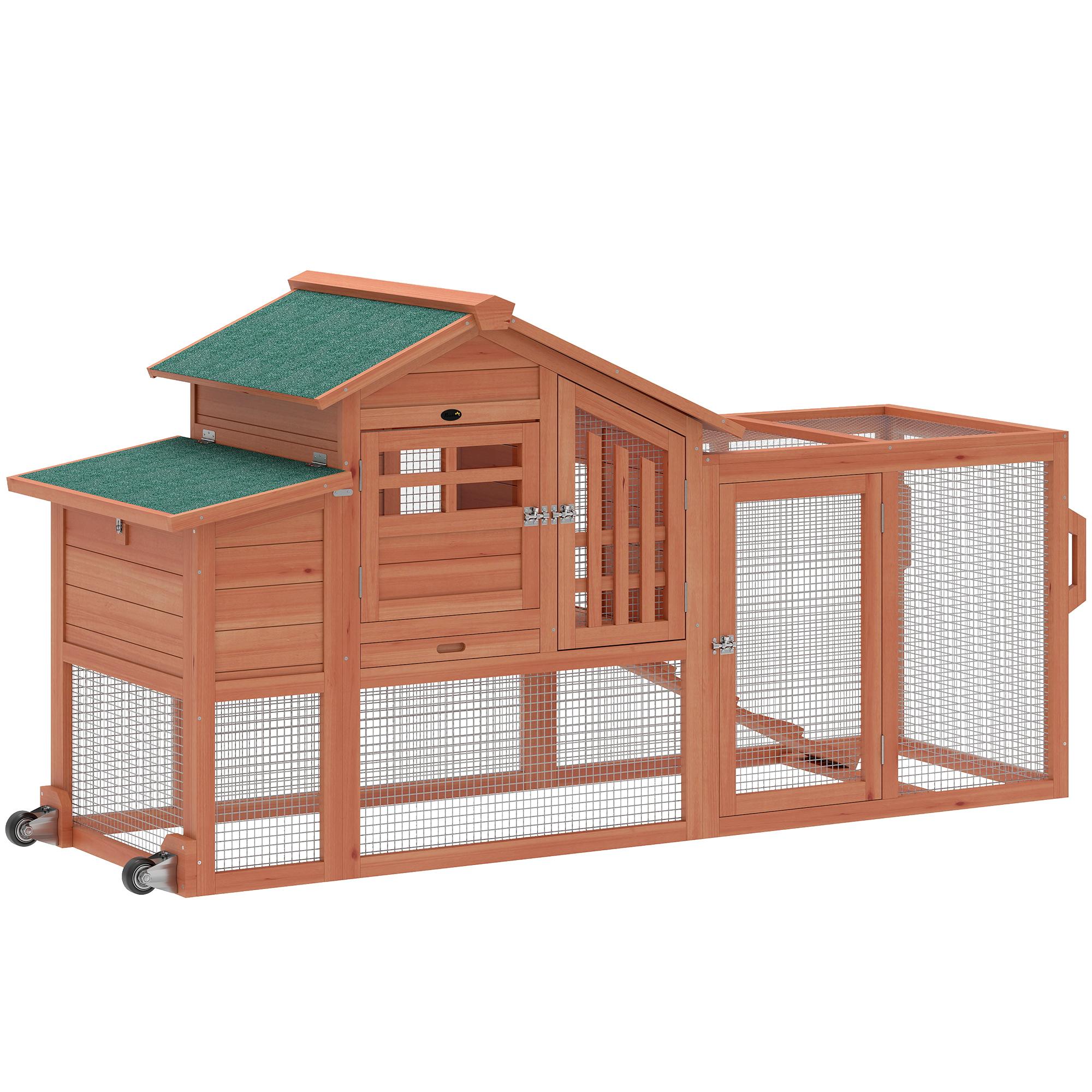 Orange Mobile Chicken Coop with Run for 1-2 Chickens