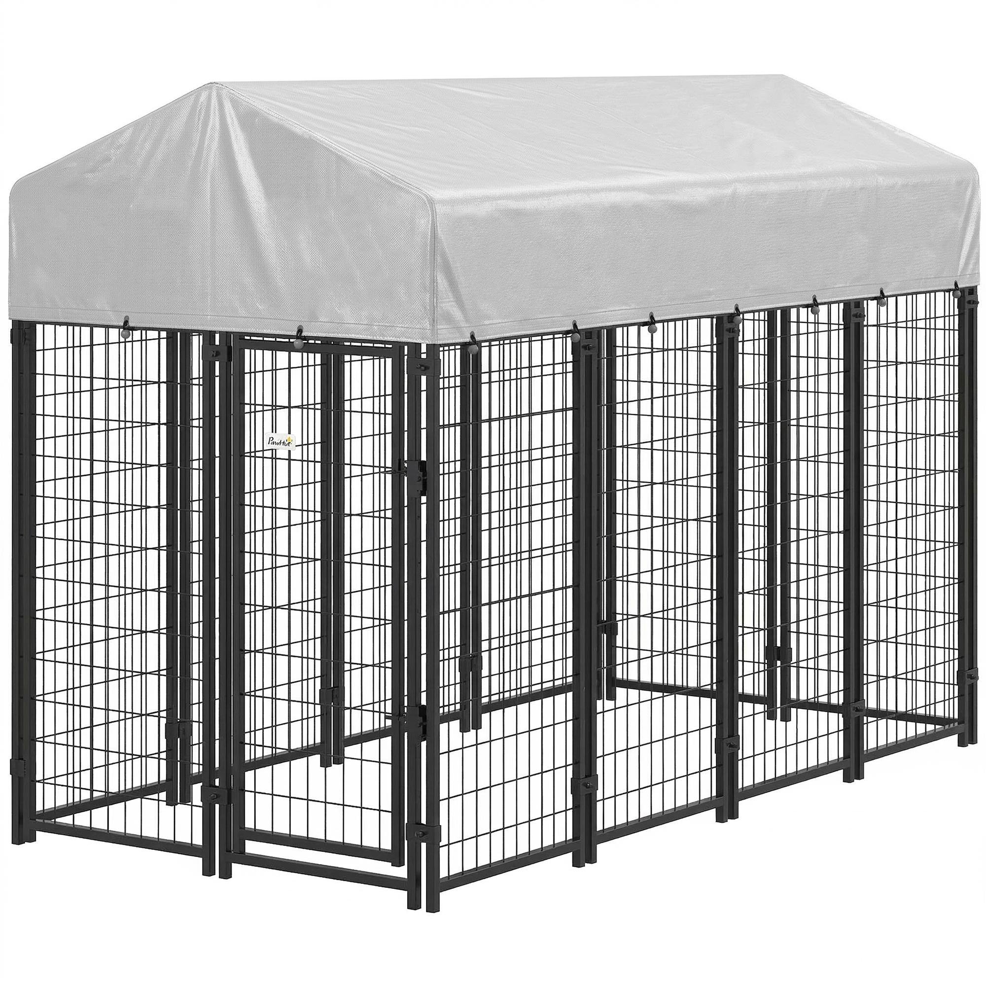 Welded 32 sq ft kennel with roof, 8' x 4' x 6'