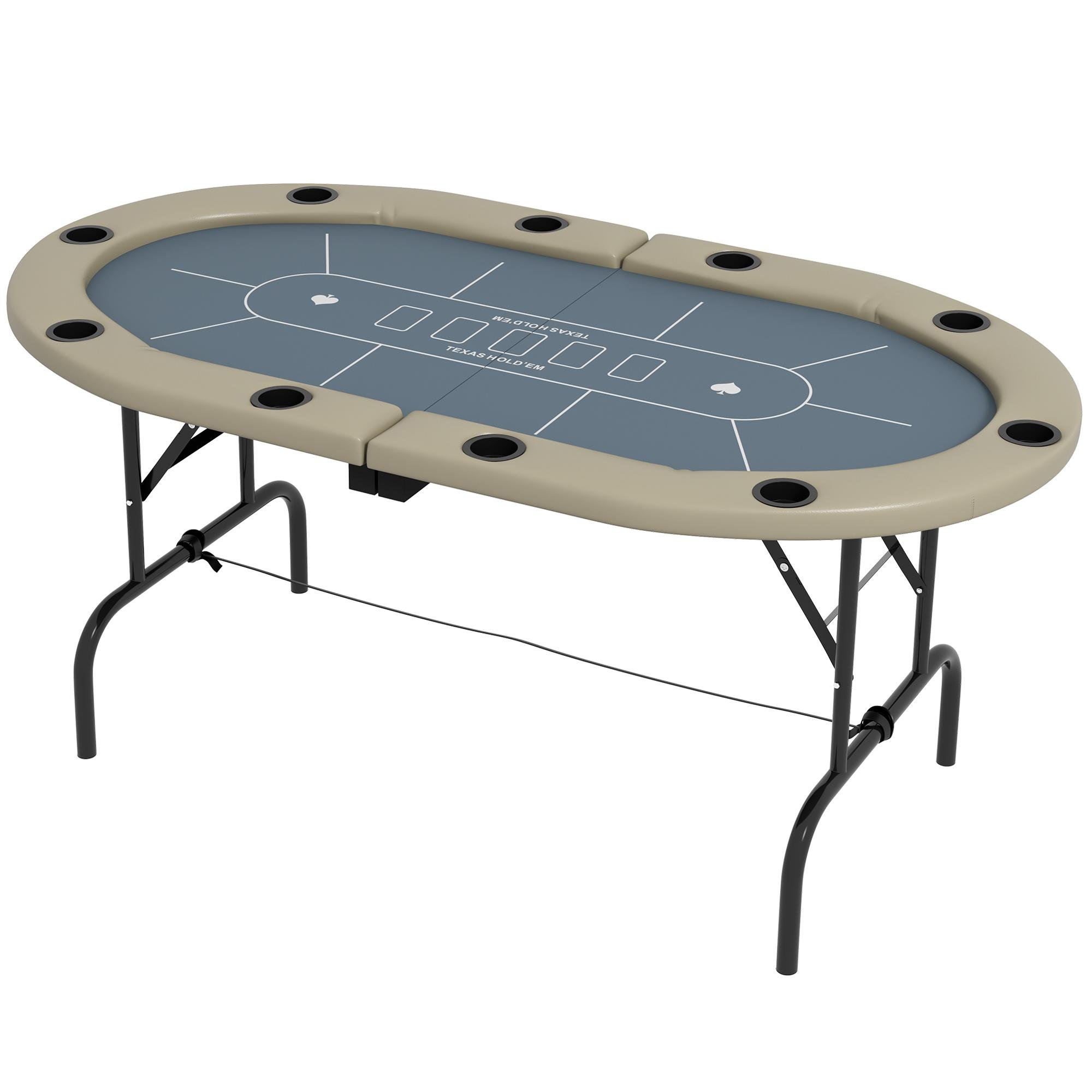 70 inch blue poker table with foldable 8-player design