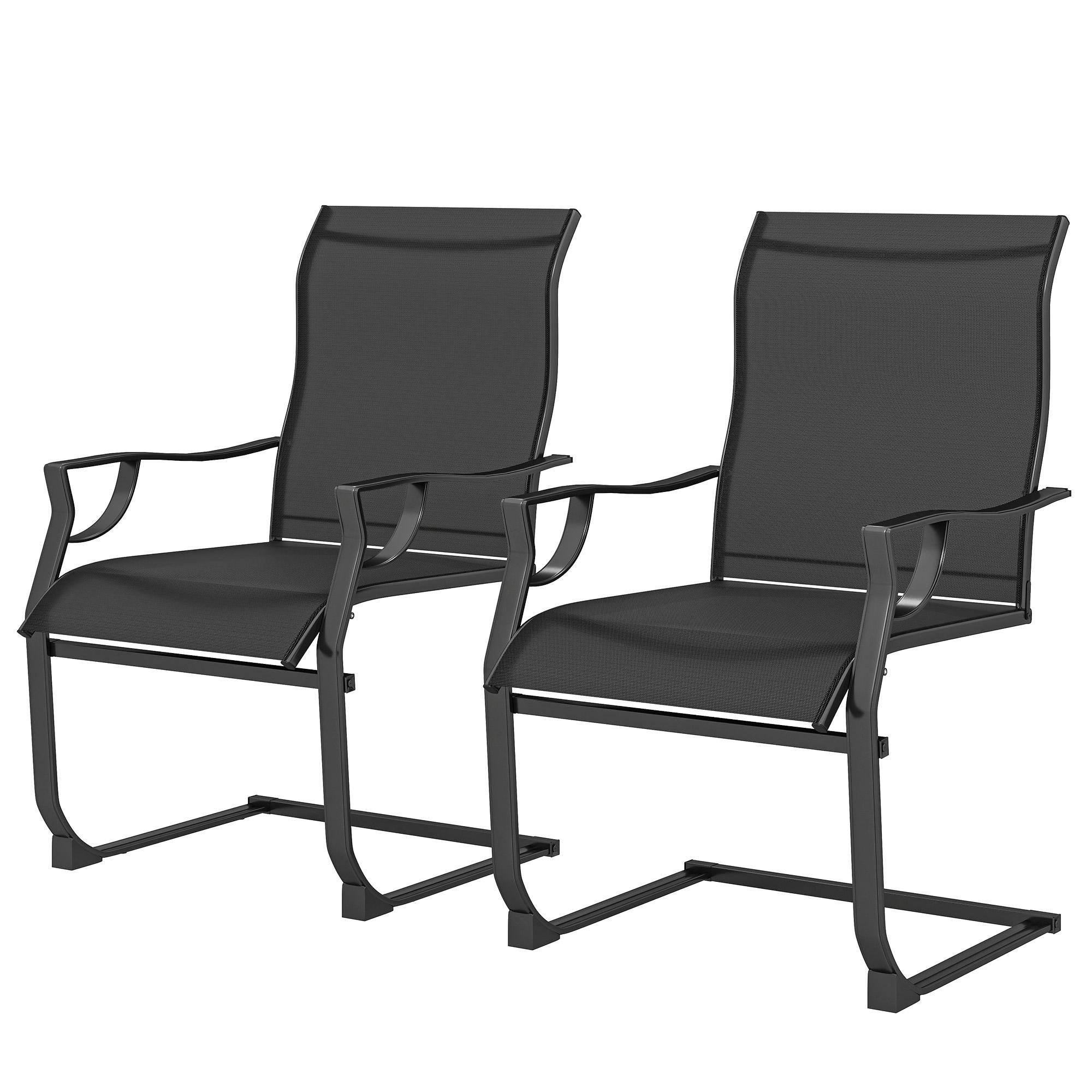 C Spring Mesh Patio Chairs with Curved Backrests, Set of 2