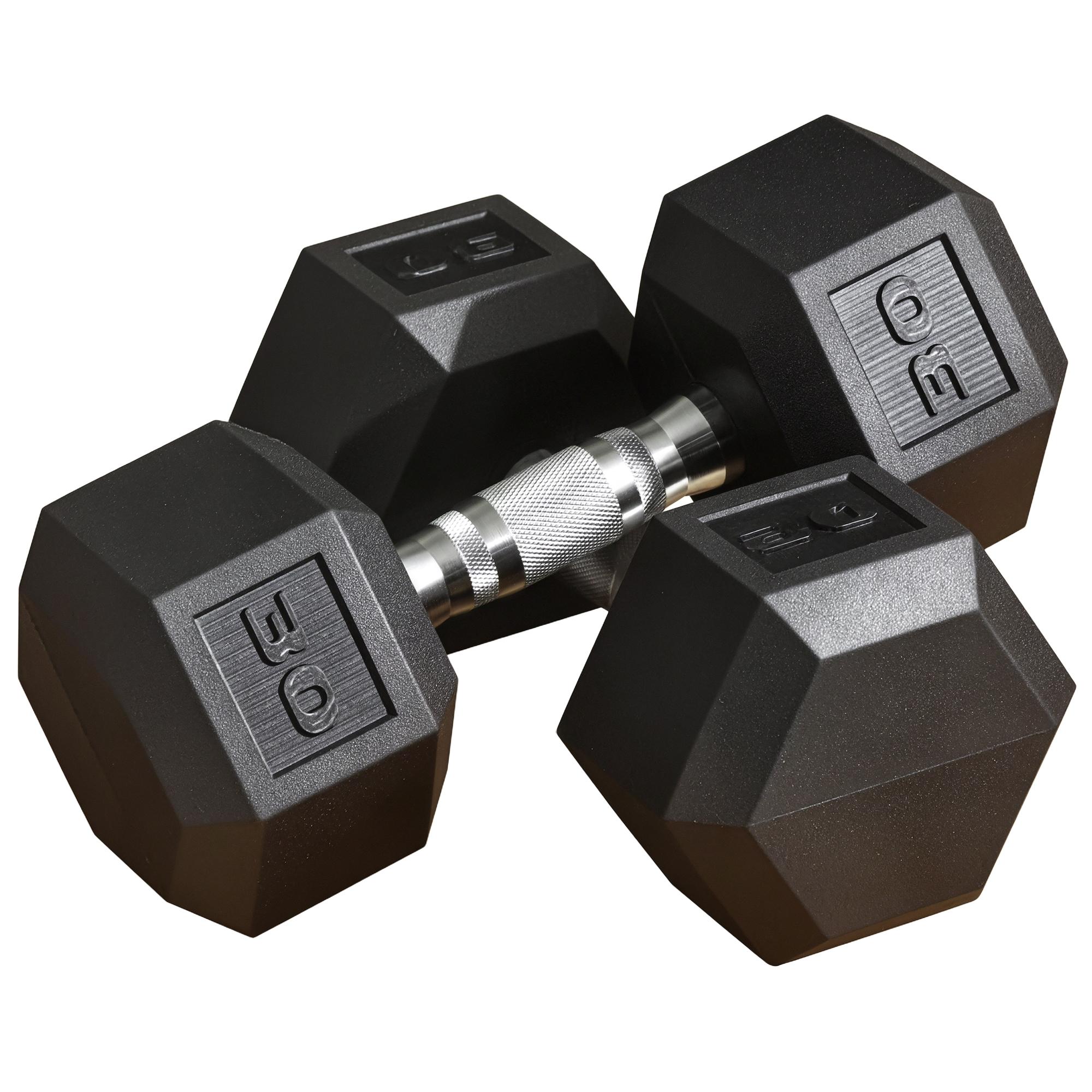 30 lb black rubber dumbbells, 2-Piece Hex Set