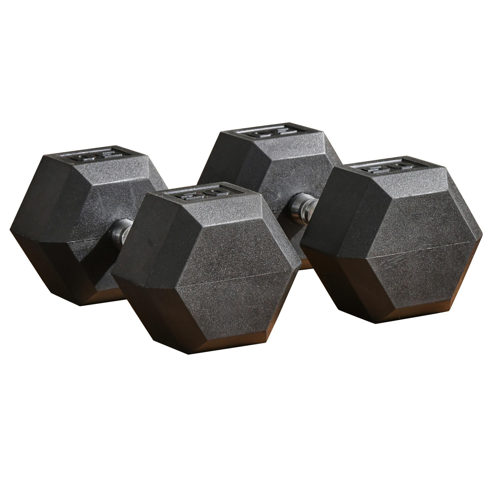 50 lbs Rubber Dumbbell Pair with Hexagonal Heads
