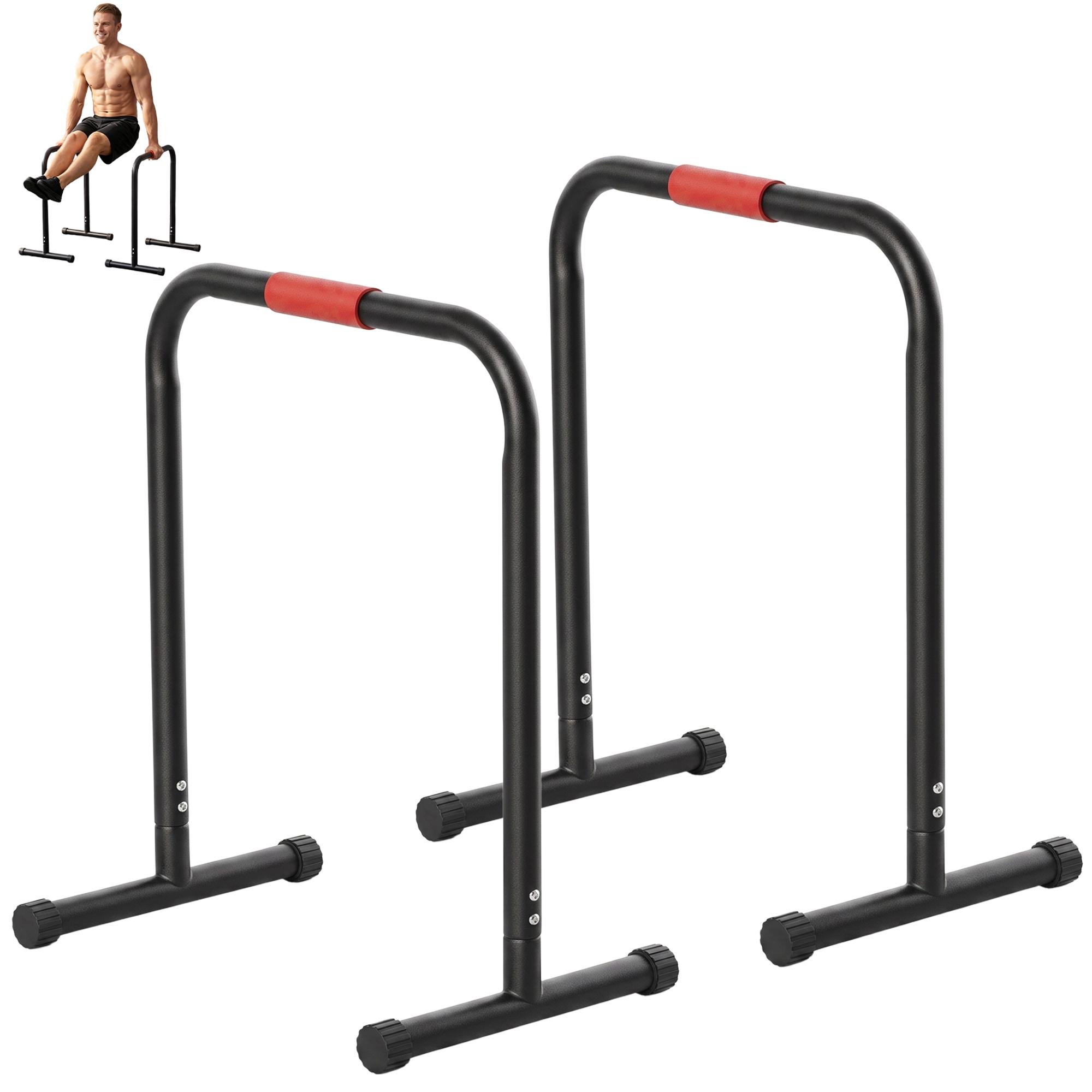 Black Steel Dip Bars with Foam Grips for Home Workouts
