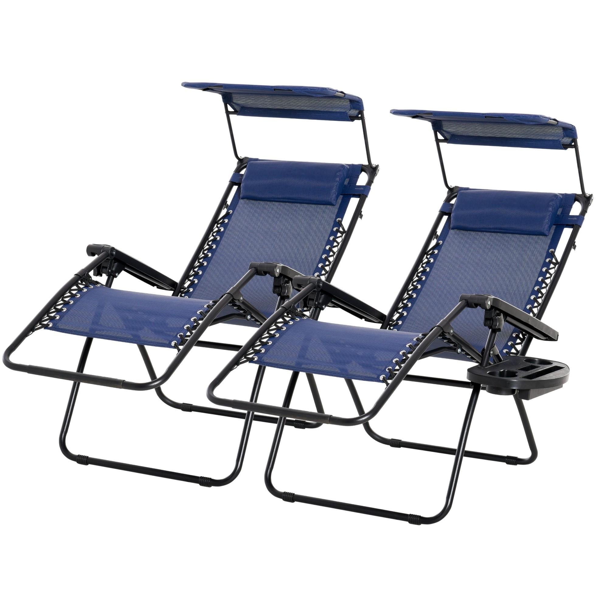 Blue Texteline Chair Pair with Canopy Shade