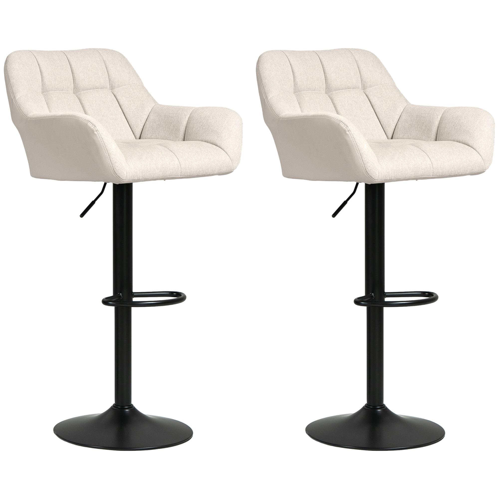 Cream Adjustable Bar Stools, Set of 2