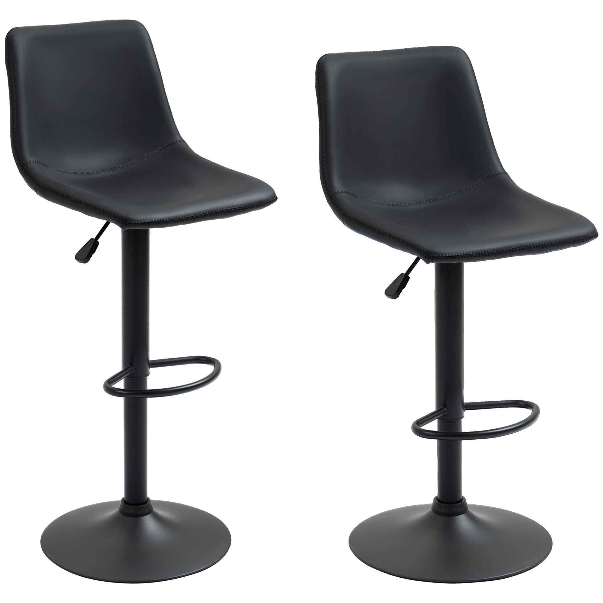 Dark Grey Swivel Bar Stools, Adjustable Set of 2