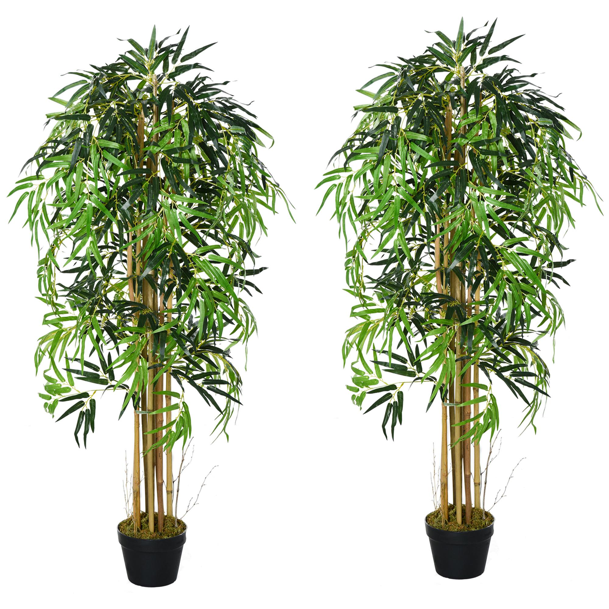 59.1 Inch Green Bamboo Duo, Pre-Potted Artificial Trees