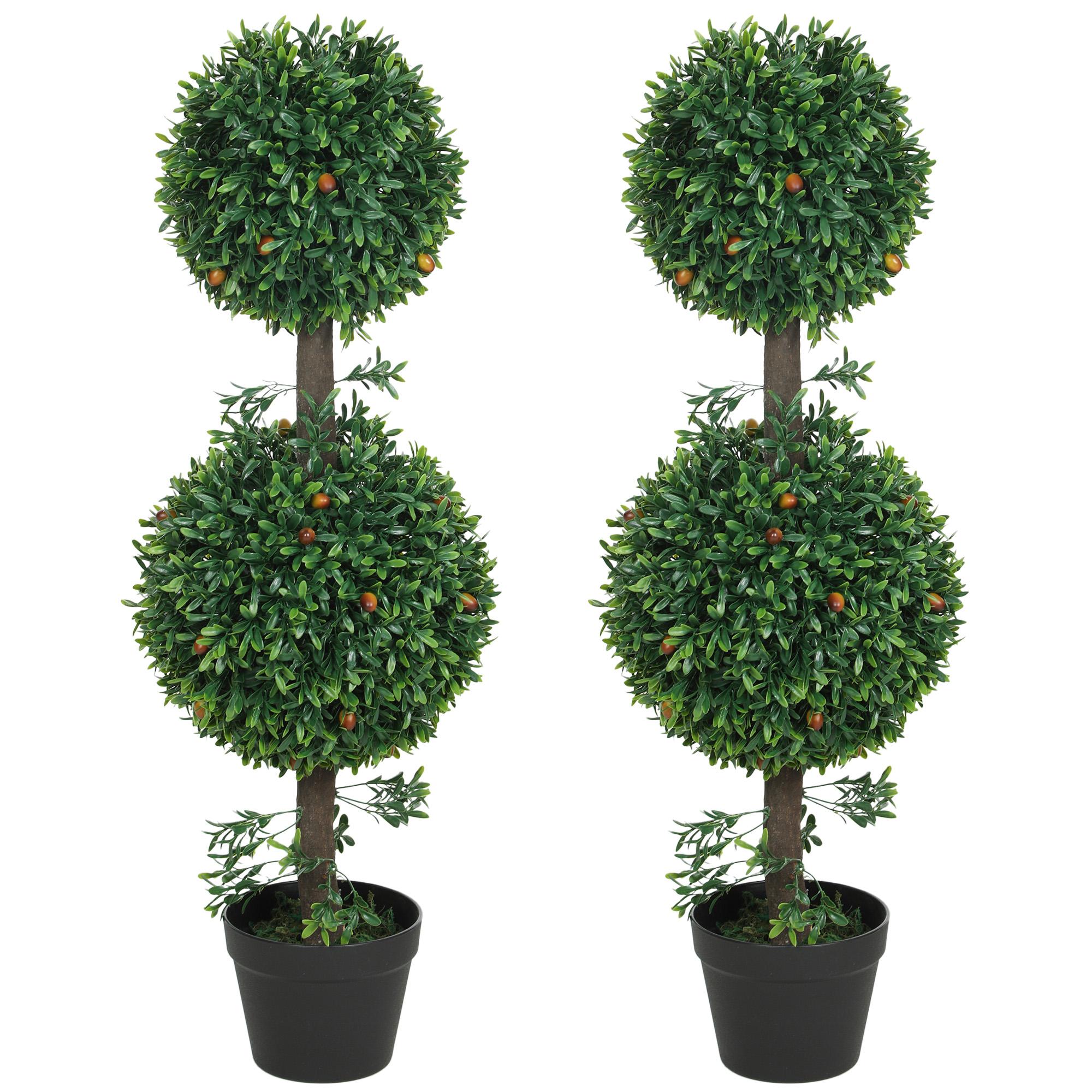 3FT Green Boxwood Topiary Set of 2 for Indoor Outdoor Decor