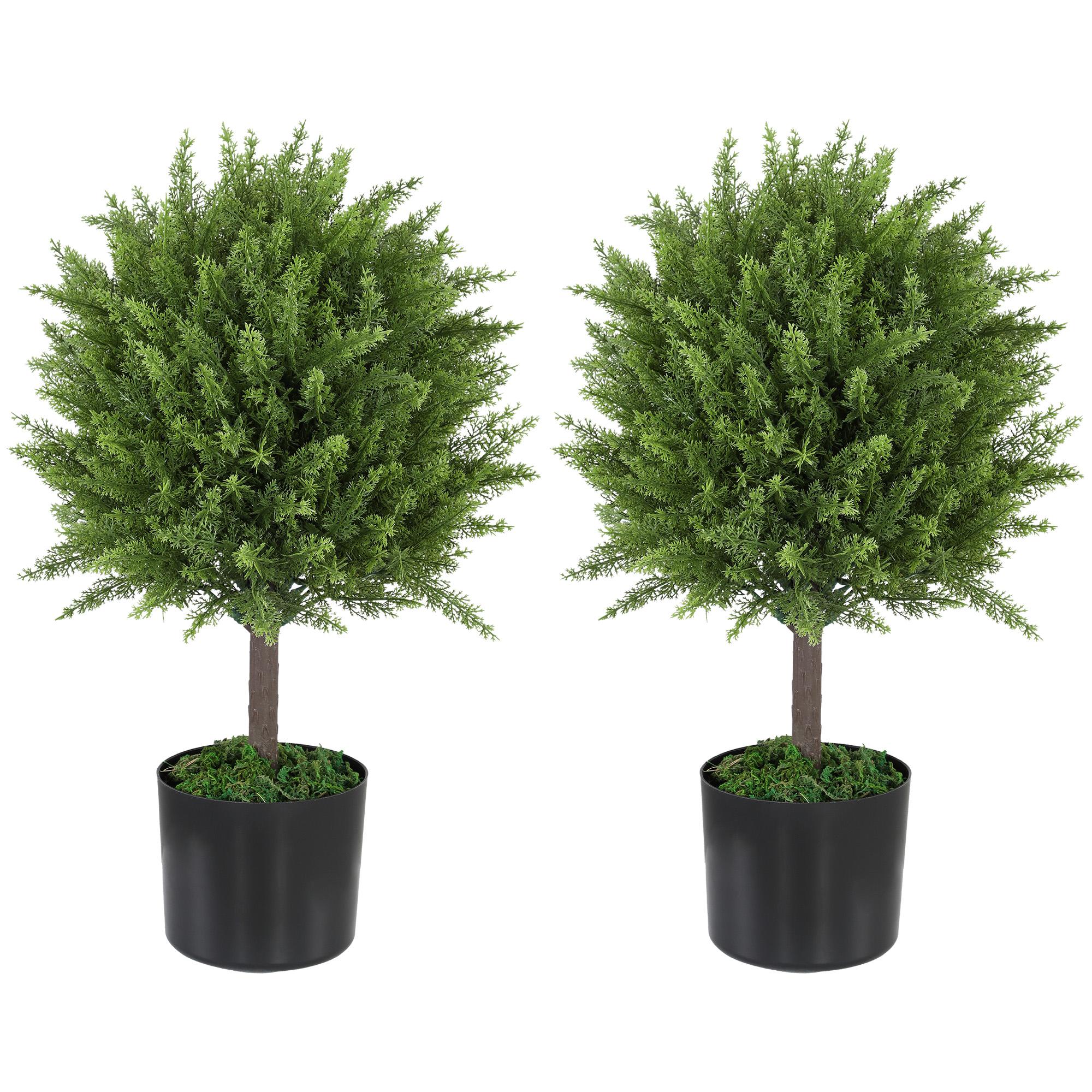 55cm Green Cedar Topiary Pair for Indoor and Outdoor Decor