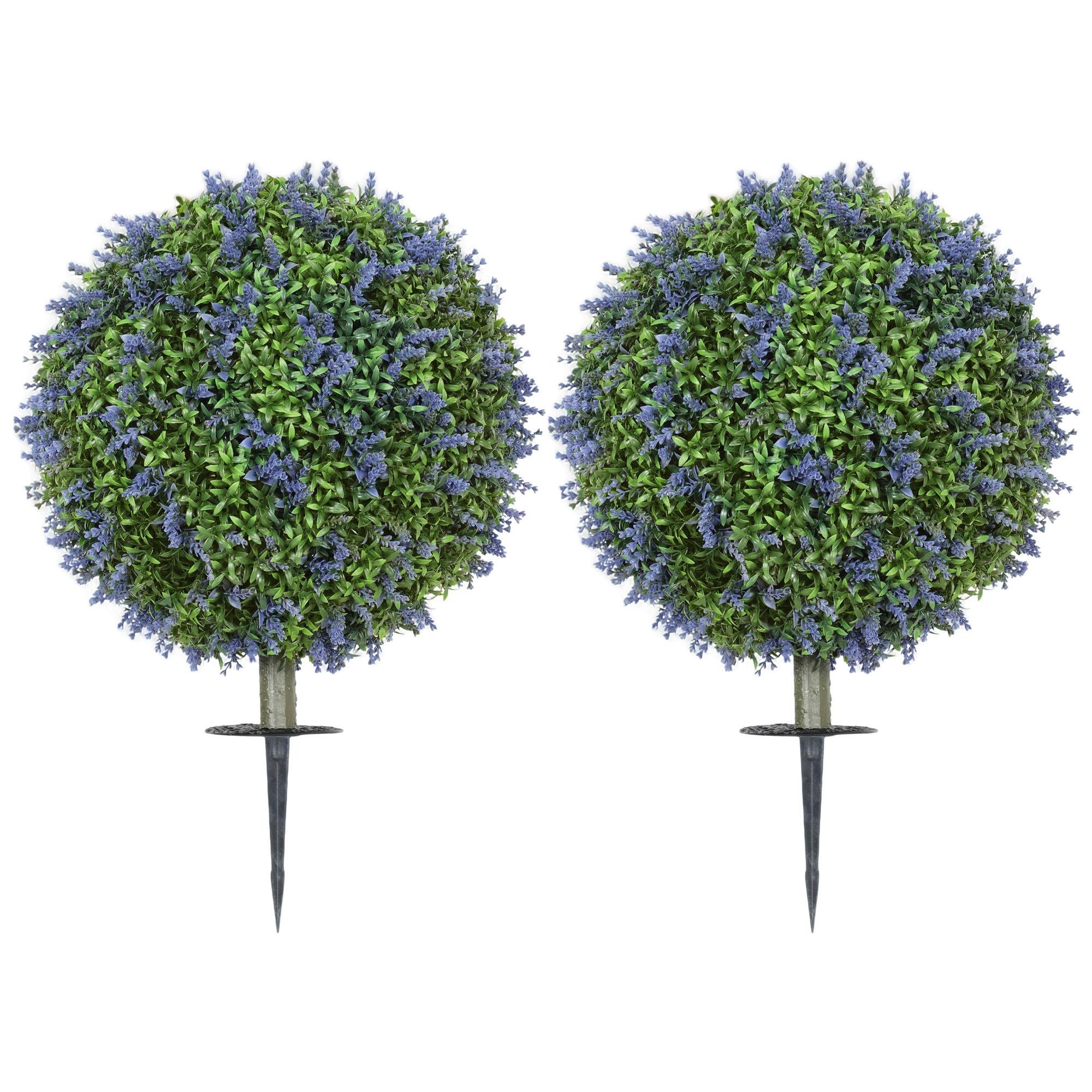 Purple Lavender Topiary UV-Protected Set of 2, 23.6 in