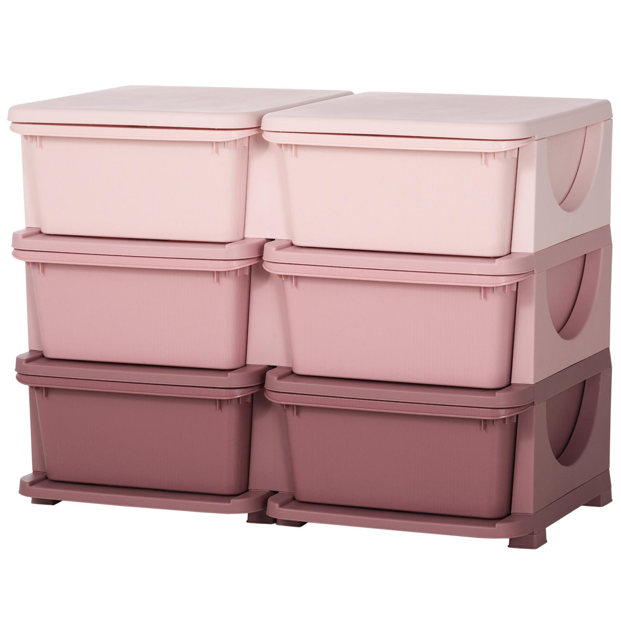 Pink 6 Drawer Toy Organizer with Removable Storage Bins