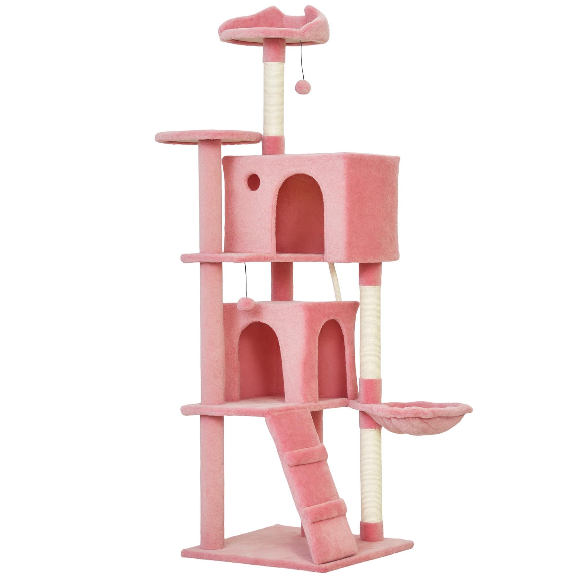 Pink 63 Inch Cat Condo with Sisal Scratching Posts