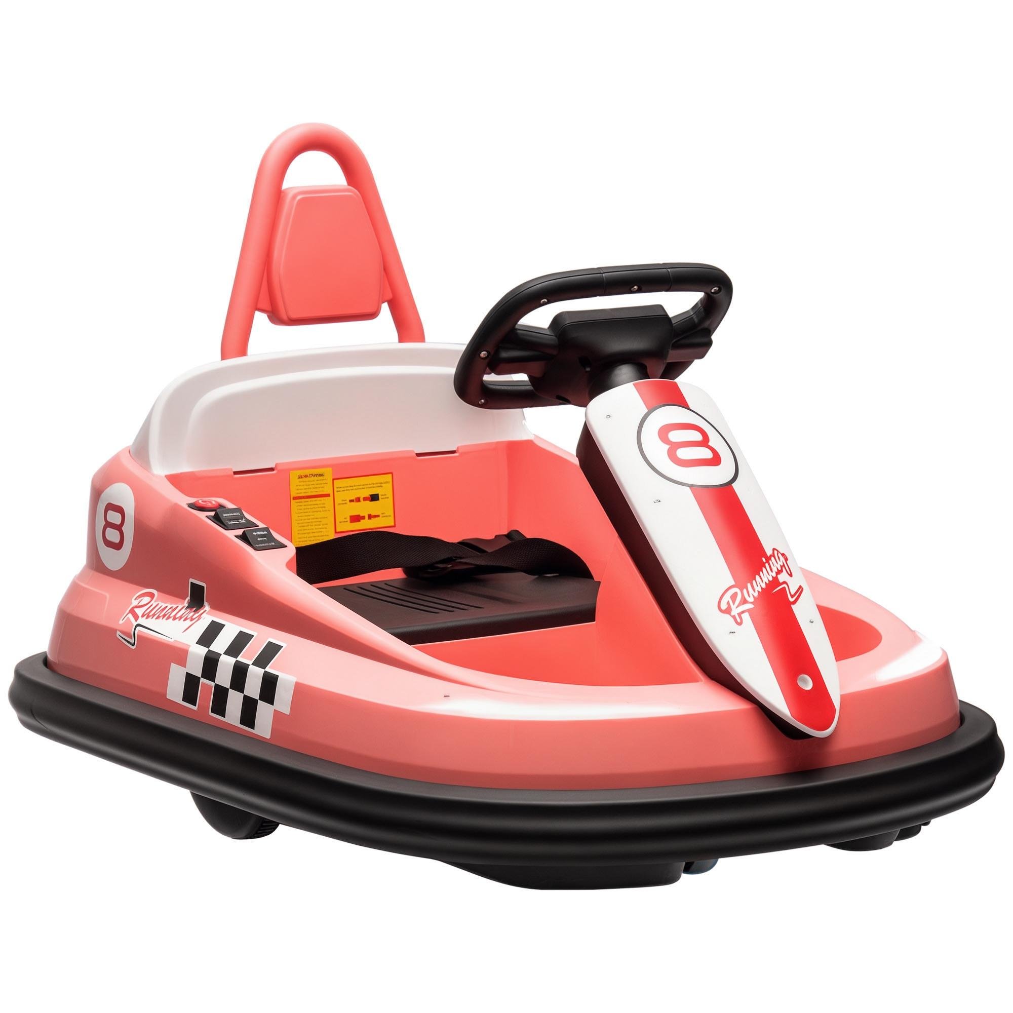Pink 6V Bumper Car with 360° Spin and Twin Motors