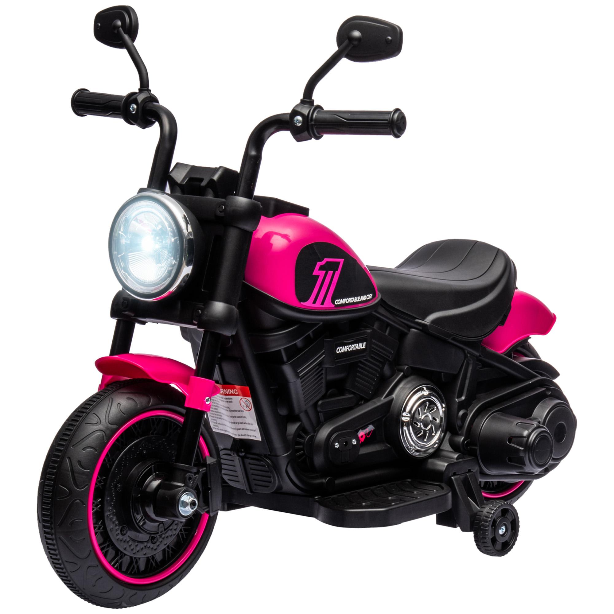 Pink 6V Training Wheel Motorcycle with Forward and Reverse