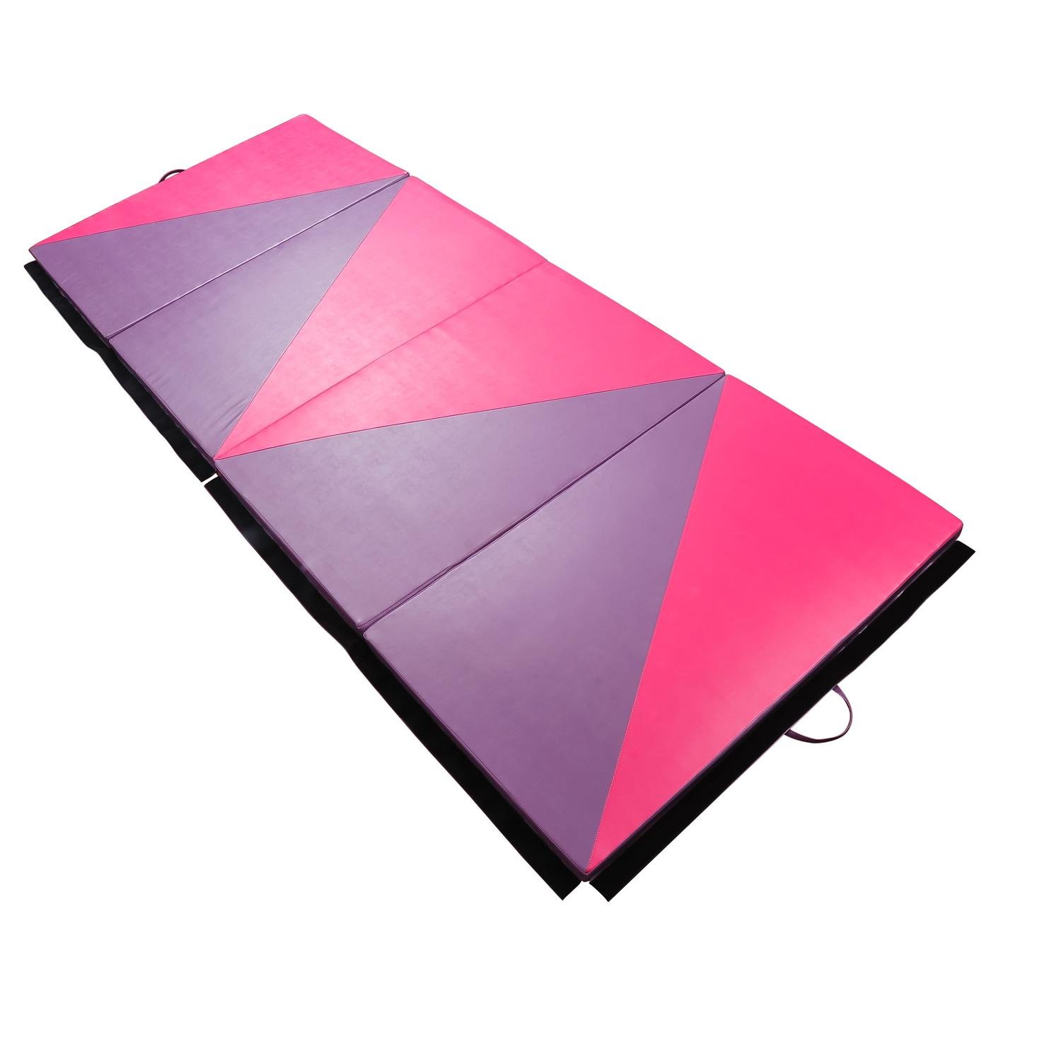 Pink Purple 4 Panel Mat, 2-Inch Folding Gymnastics Mat