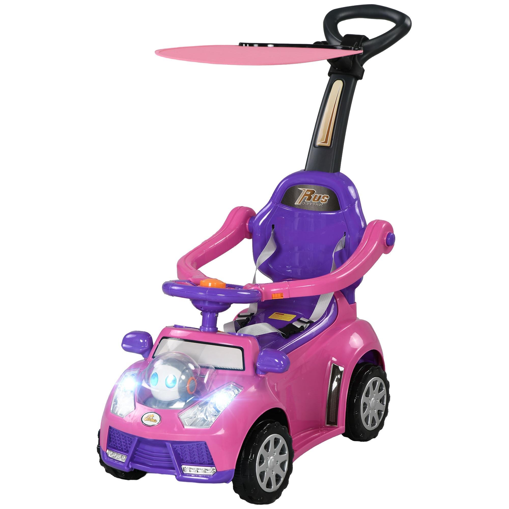 Pink Robot Toddler Push Car with Lights and Music