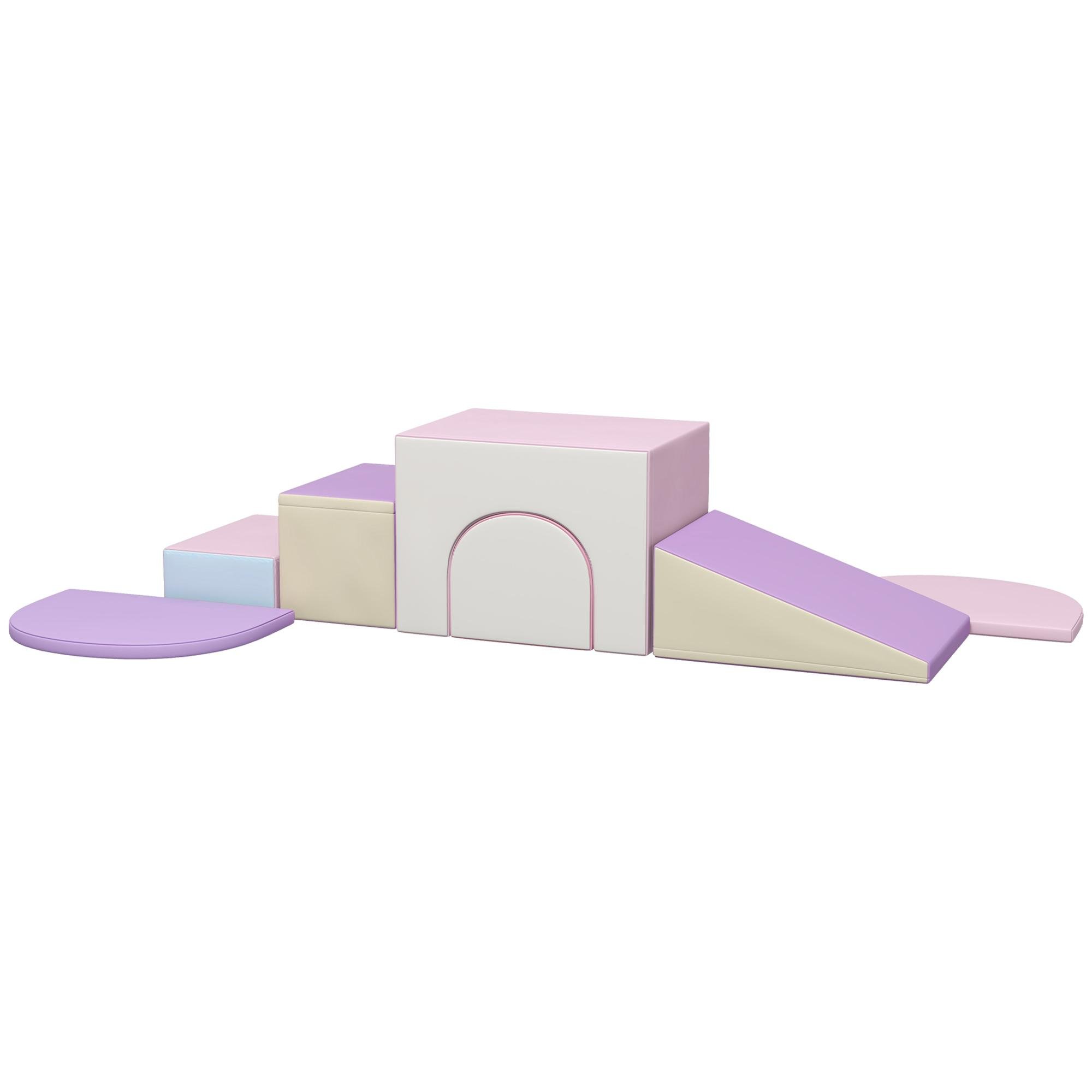 Pink Purple Toddler Soft Play with Reconfigurable Blocks
