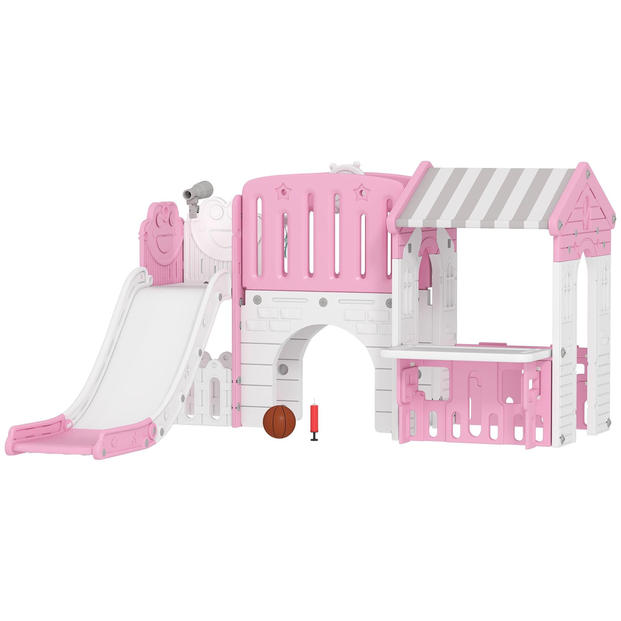 Pink 7-in-1 Toddler Playset with Indoor Slide