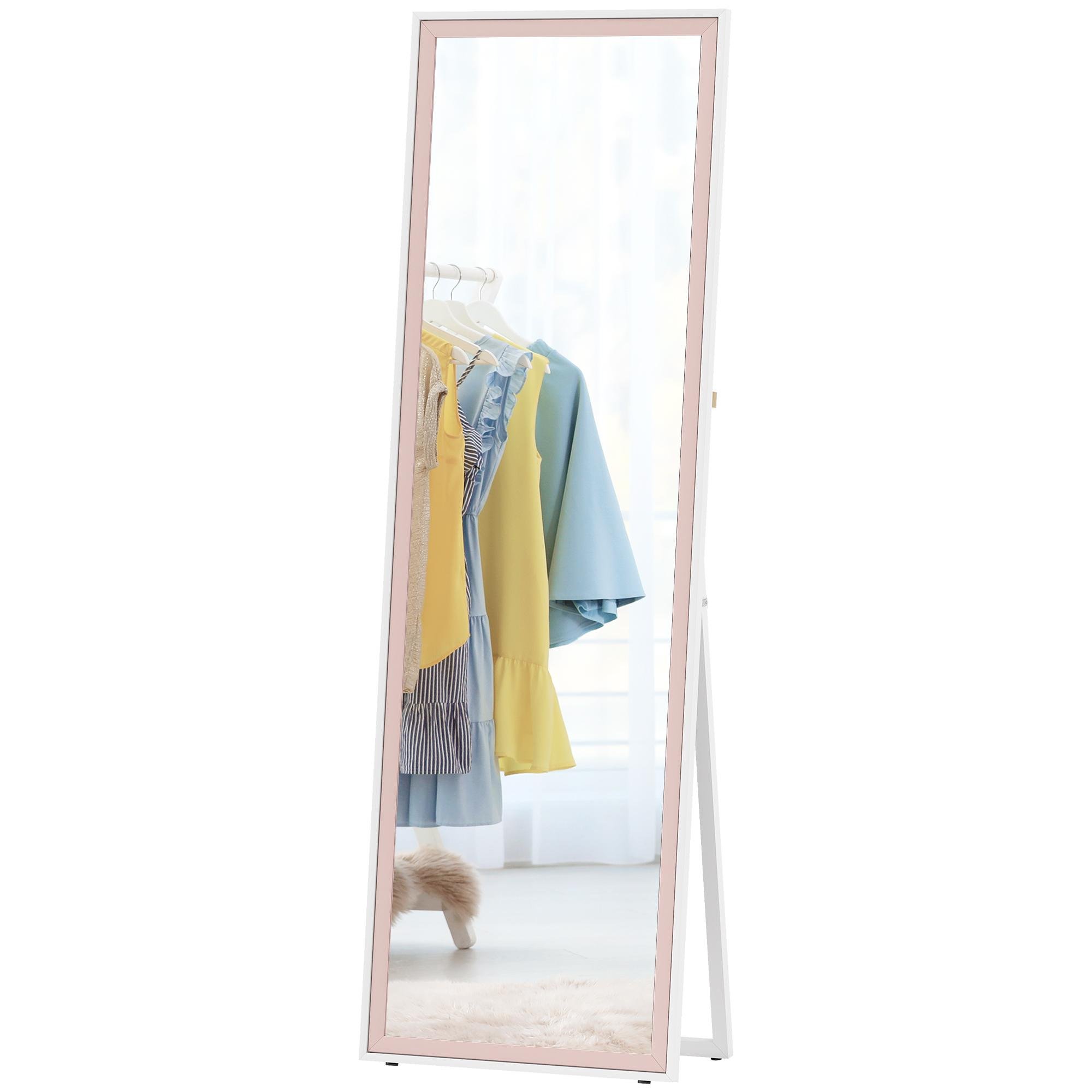 Pink White Full Length Mirror, 64 in Dual-Tone Frame