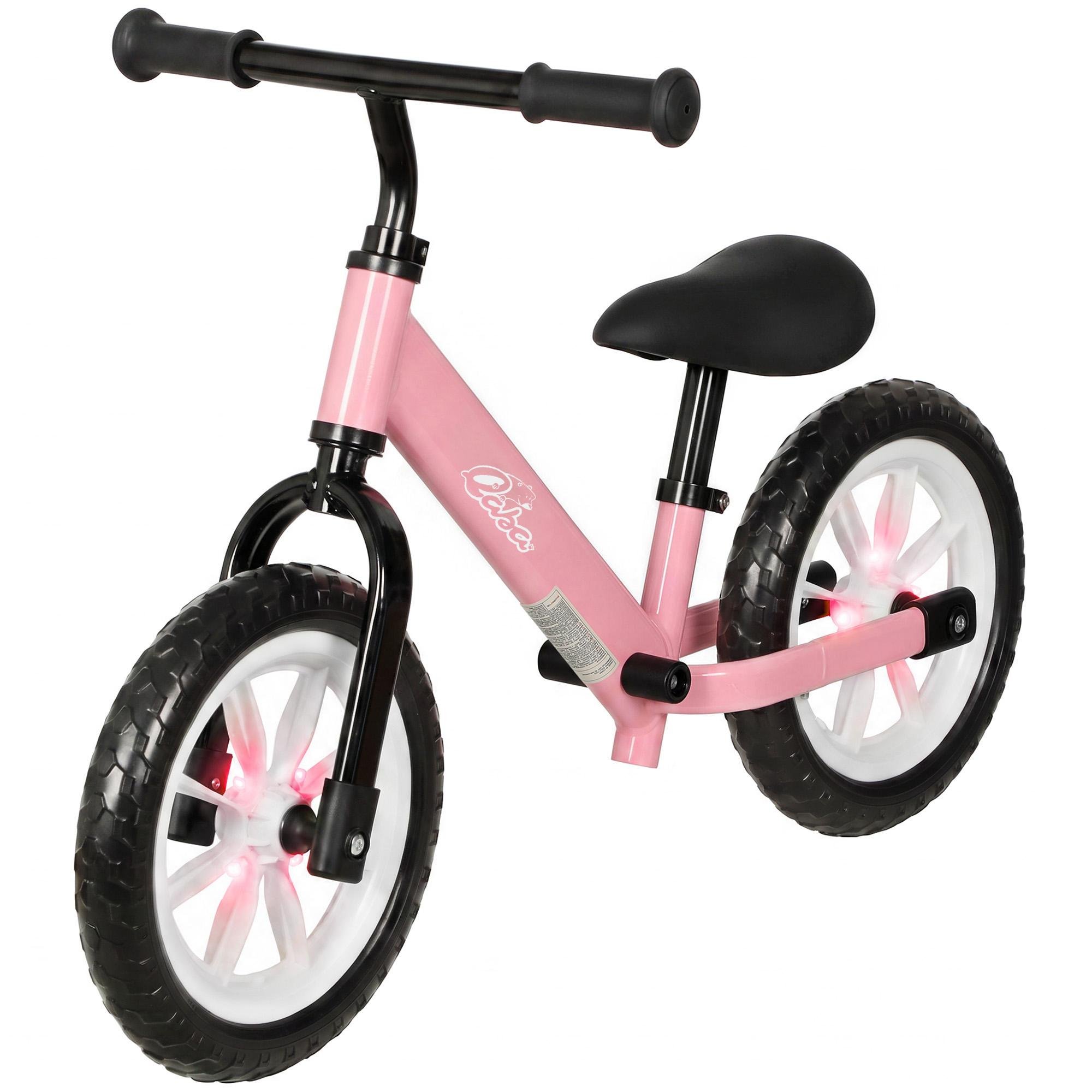 Pink EVA Tire Balance Bike with Light-Up Wheels