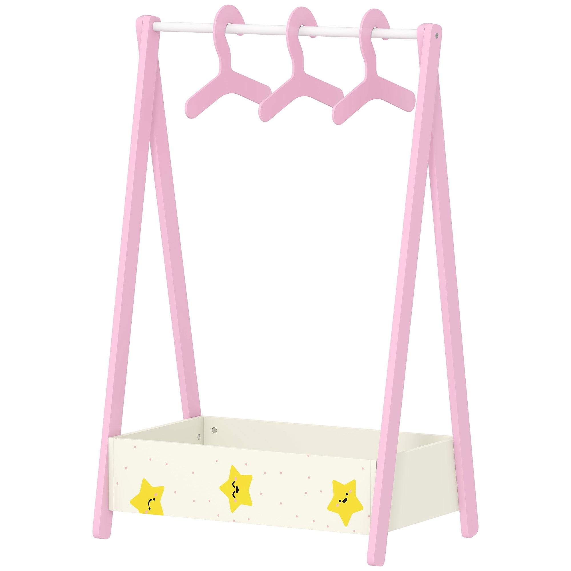 Pink MDF Clothing Rack with Shelf for Kids