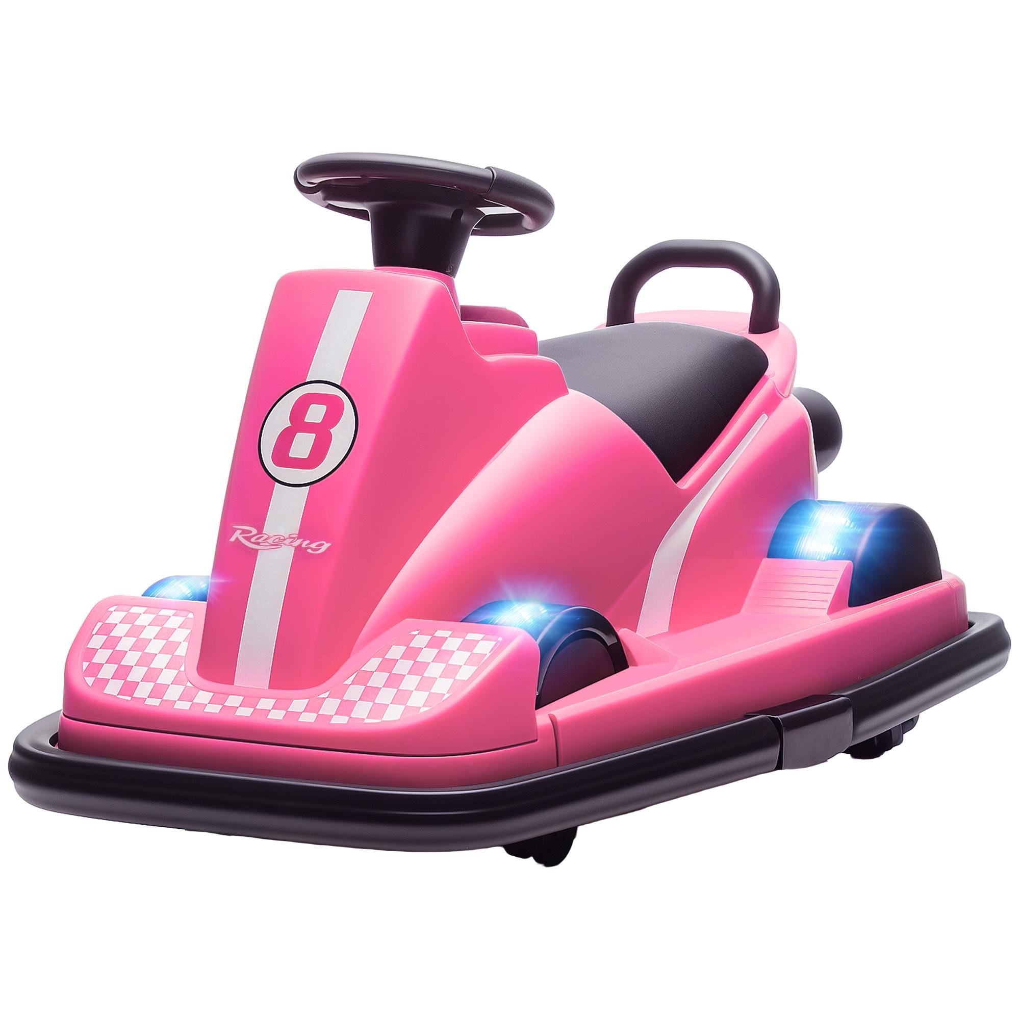 Pink Spinning Bumper Car with Dual 6V Motors