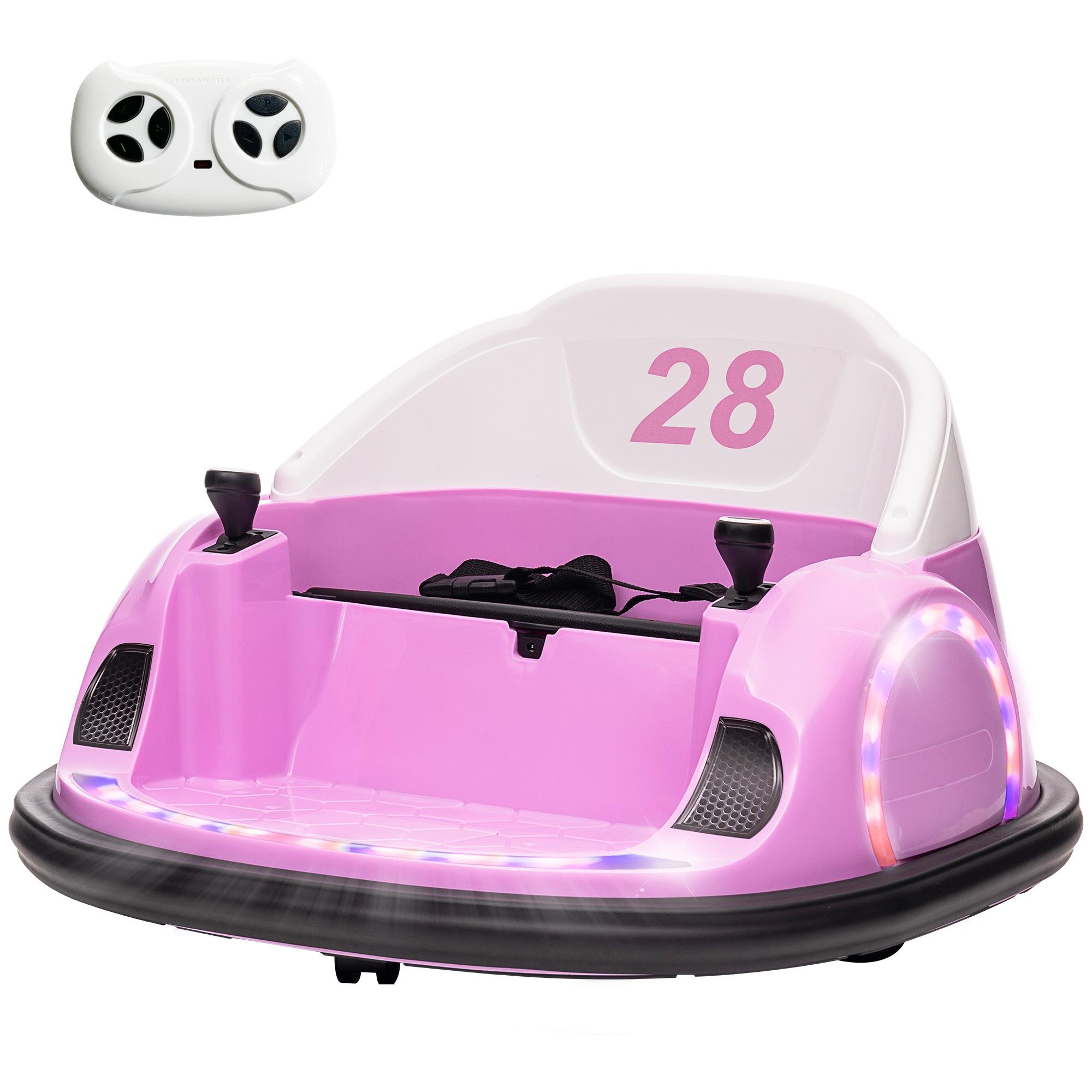 Pink 12V Remote Bumper Car with 360° Spins and Music