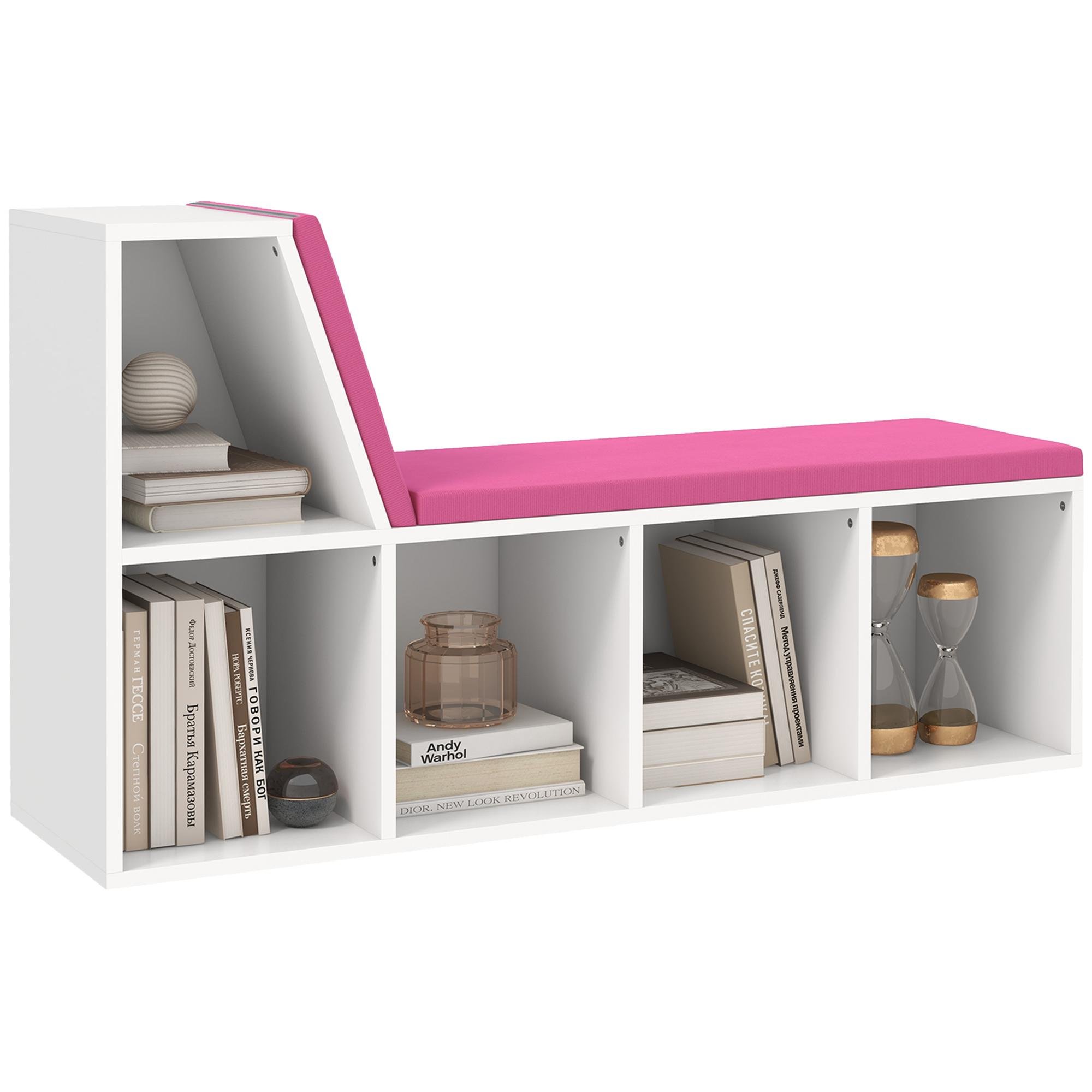 Pink Five-Cube Bookcase with Cushioned Reading Nook