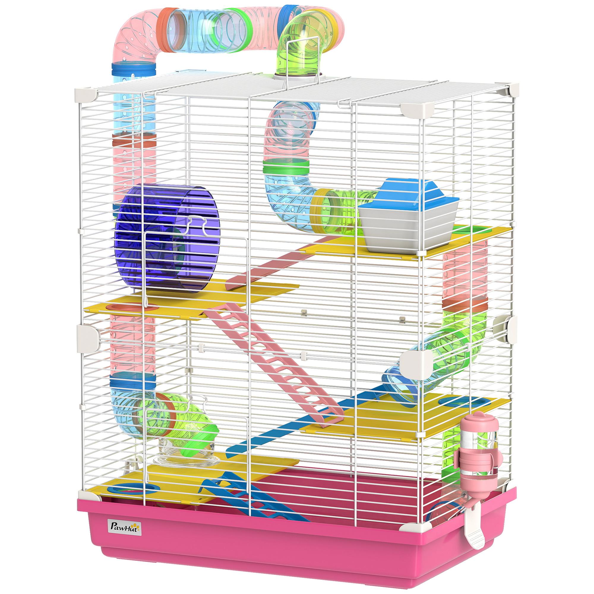 Pink Five Tier Hamster Cage with Starter Kit