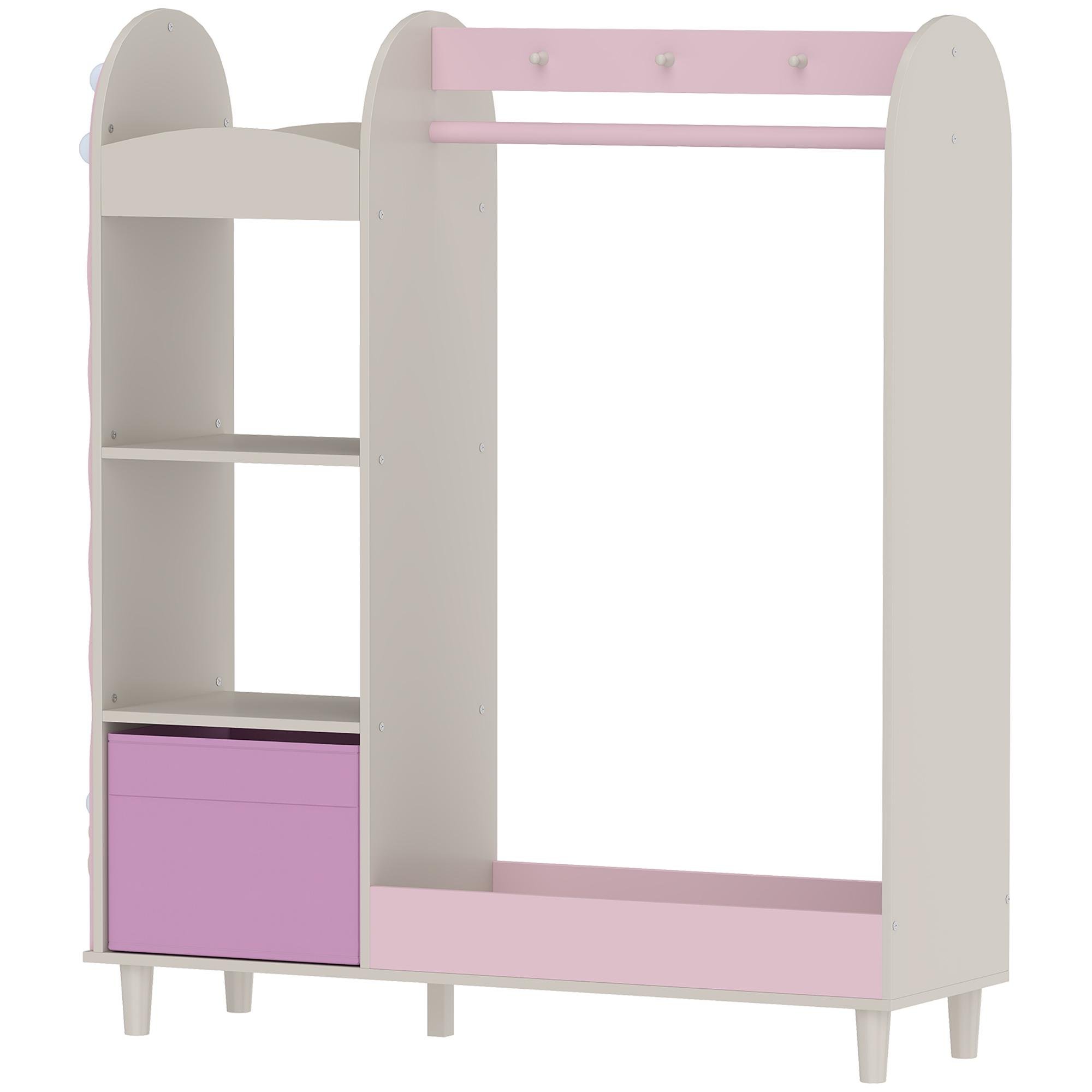 Pink Kids Clothing Rack with Mirror and Lights
