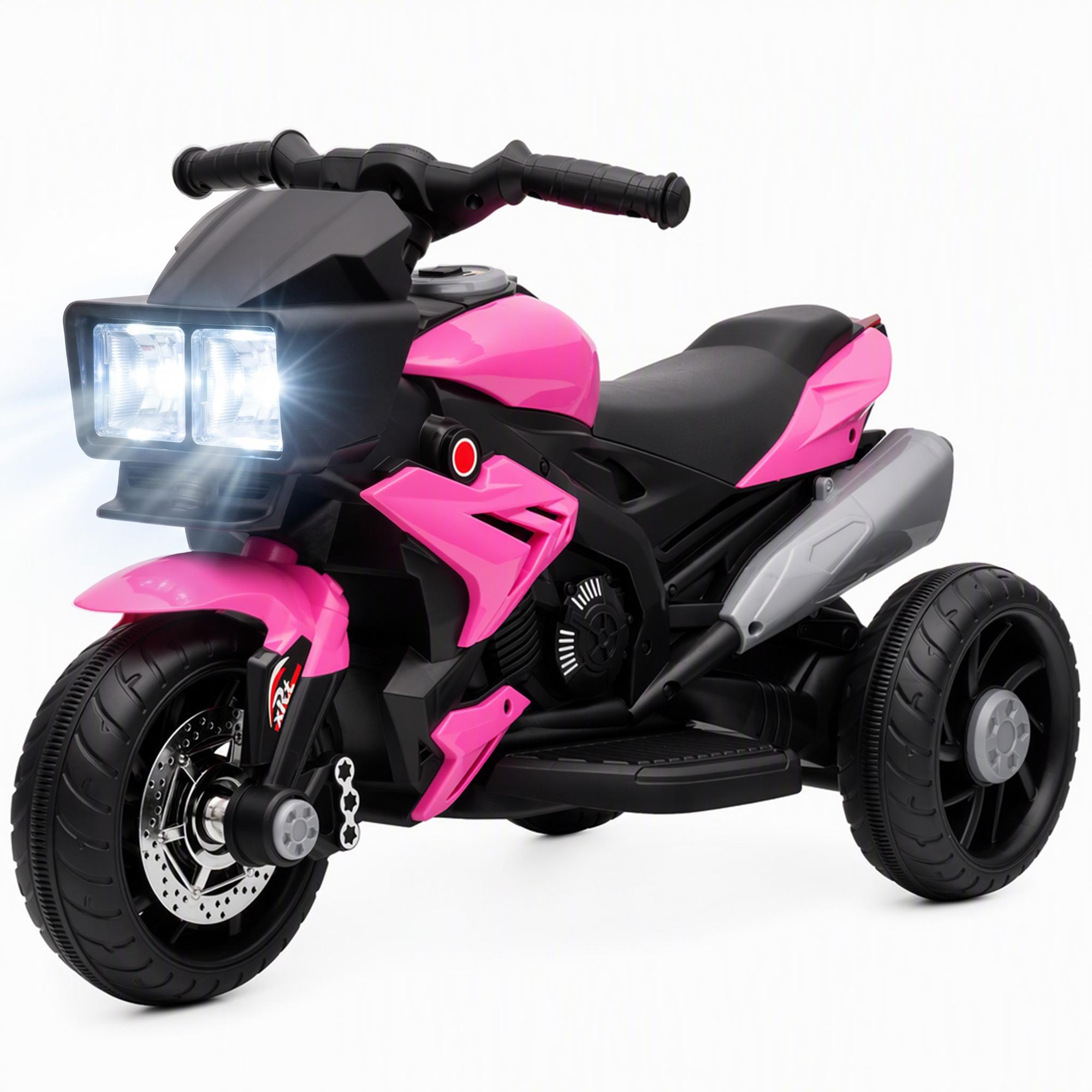 Pink Kids Electric Motorcycle with Music and Headlights