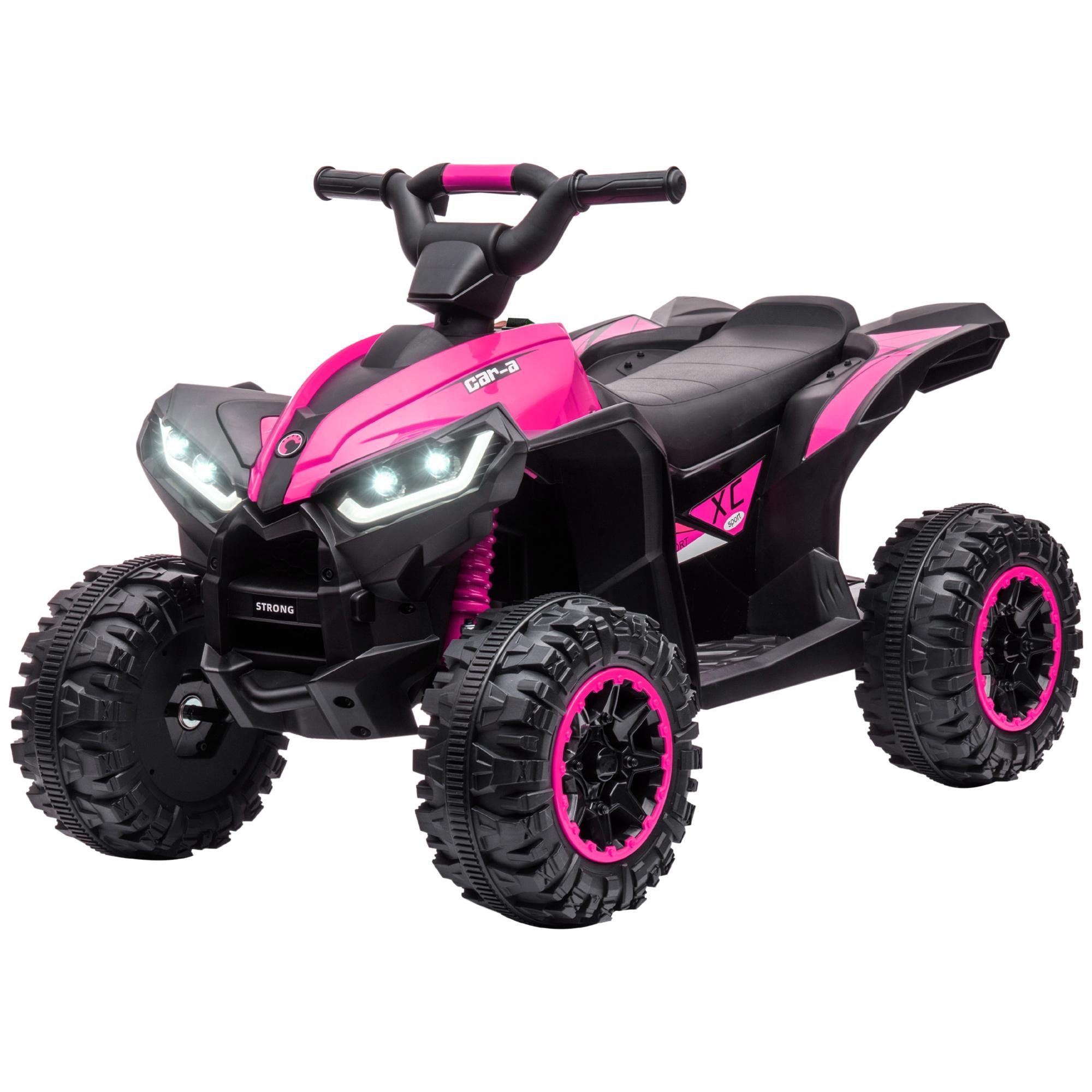 Pink 12V Music Quad with Headlights for Kids 3-5 Years