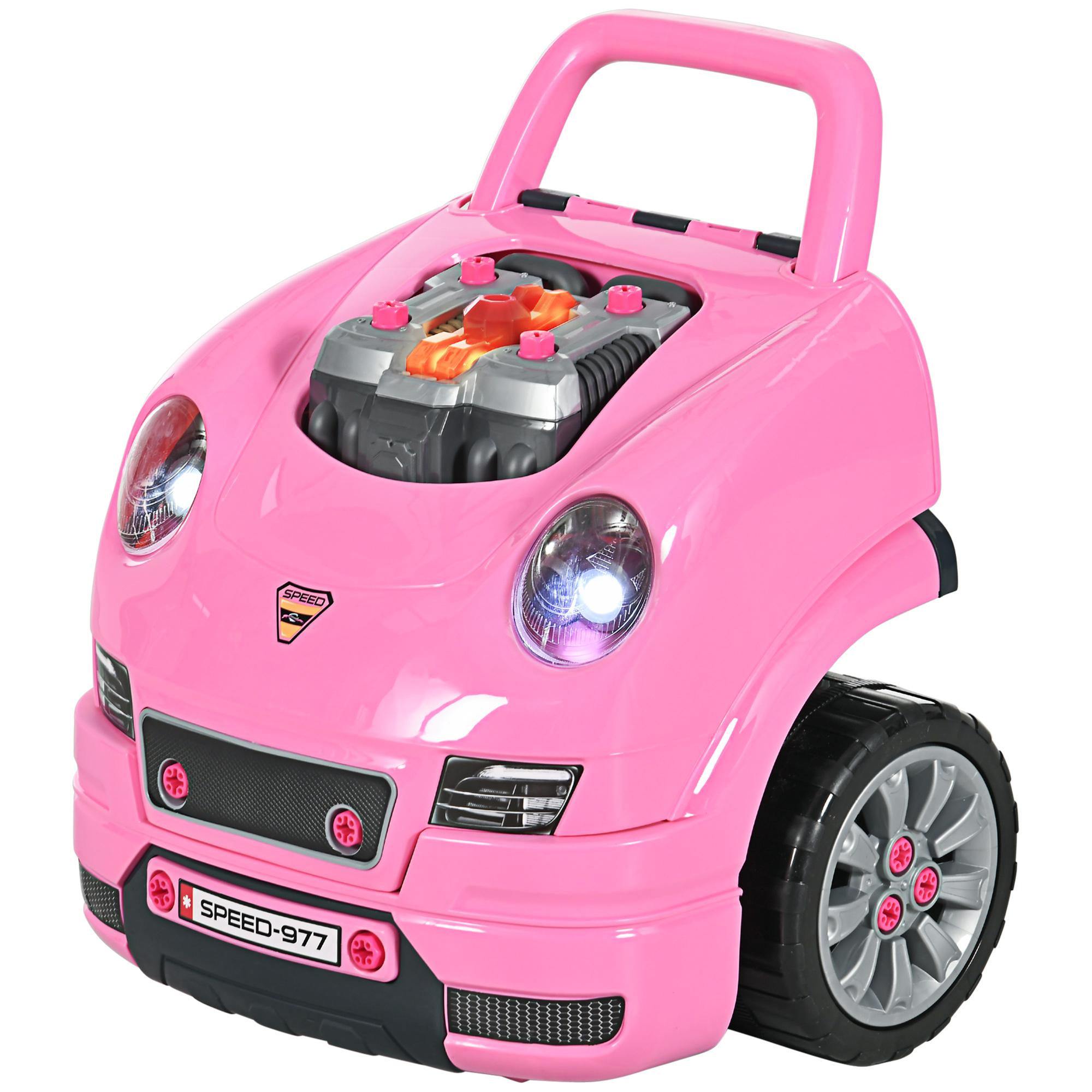 Pink Kids Engine Workshop with 61 Pieces