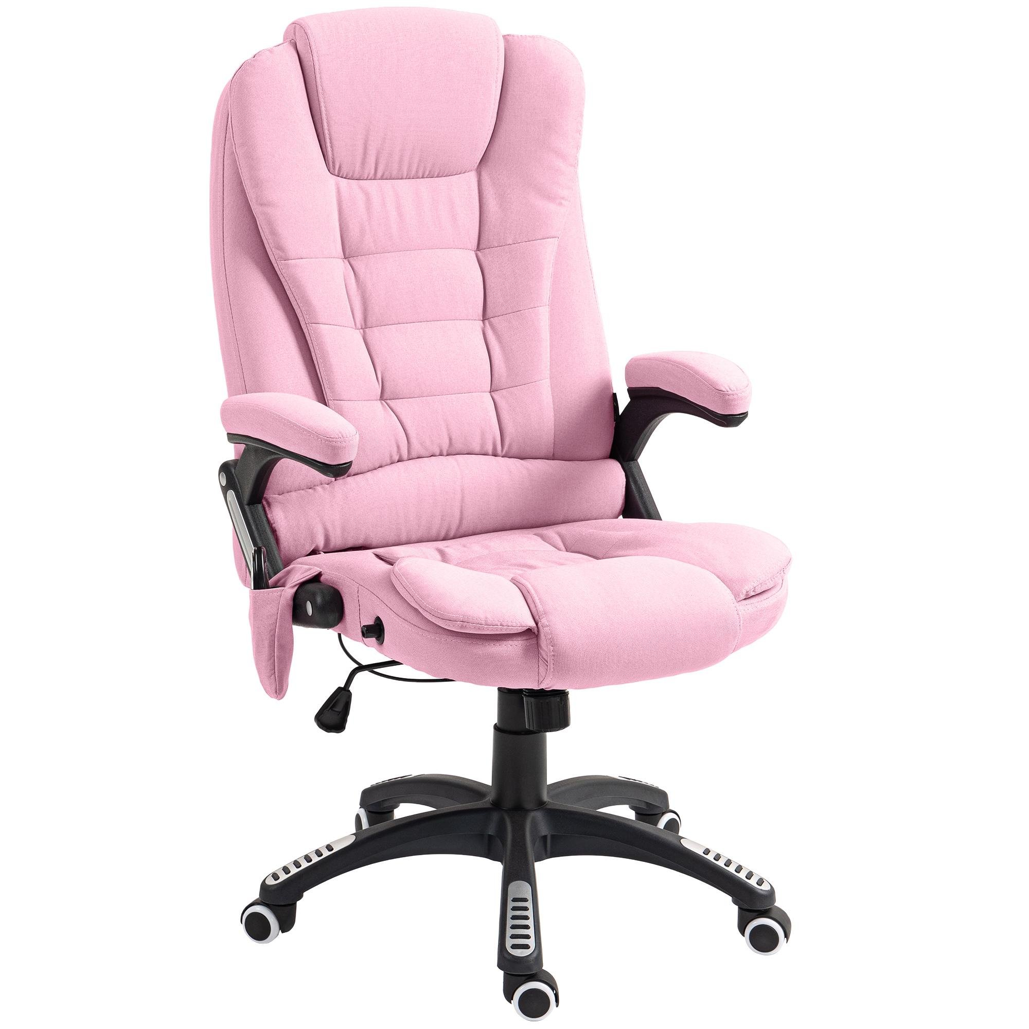 Pink Linen Massage Chair with 130° Recline