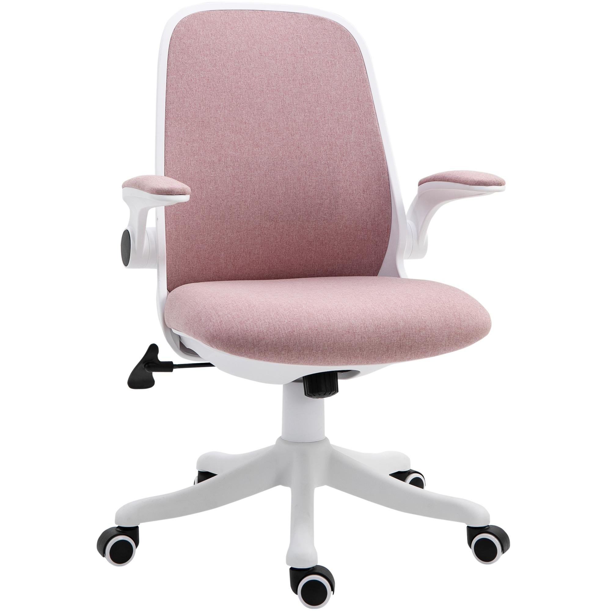 Pink Linen Task Chair with Adjustable Lumbar Support