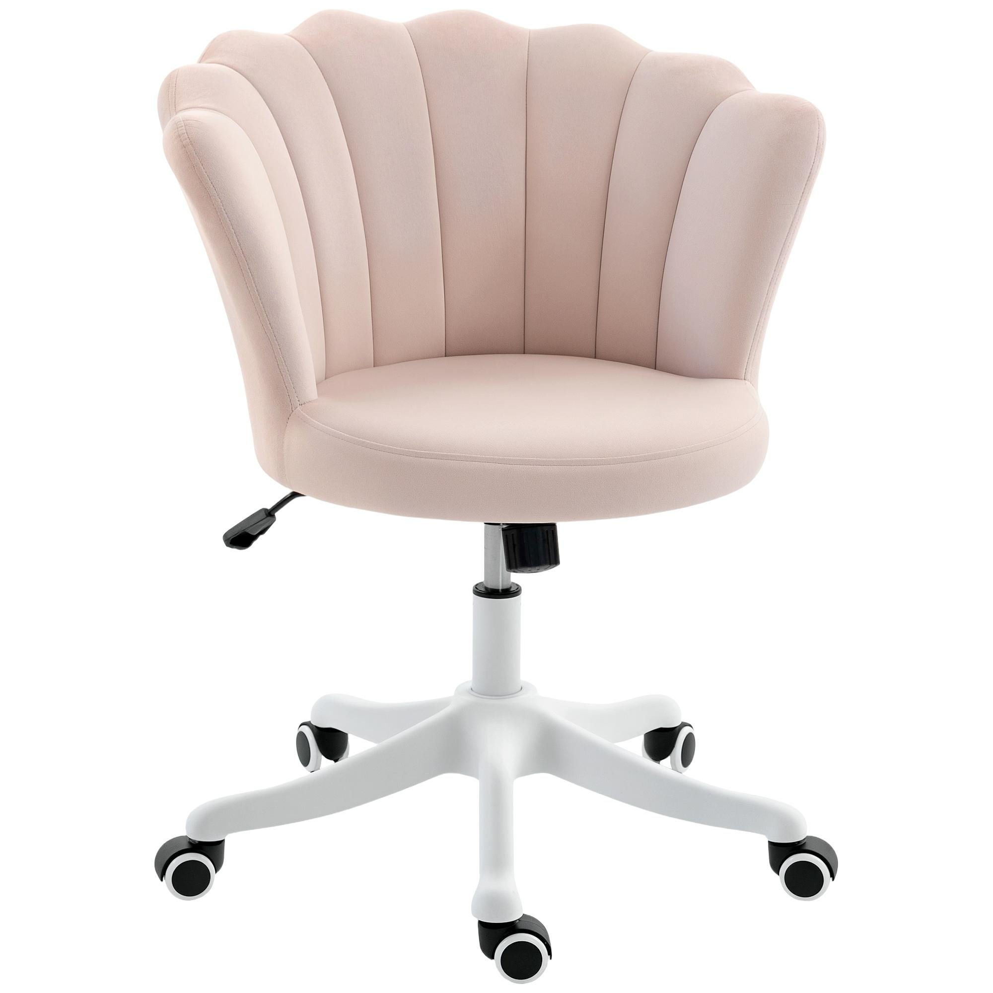 Pink Lotus Velvet Office Chair with Adjustable Height