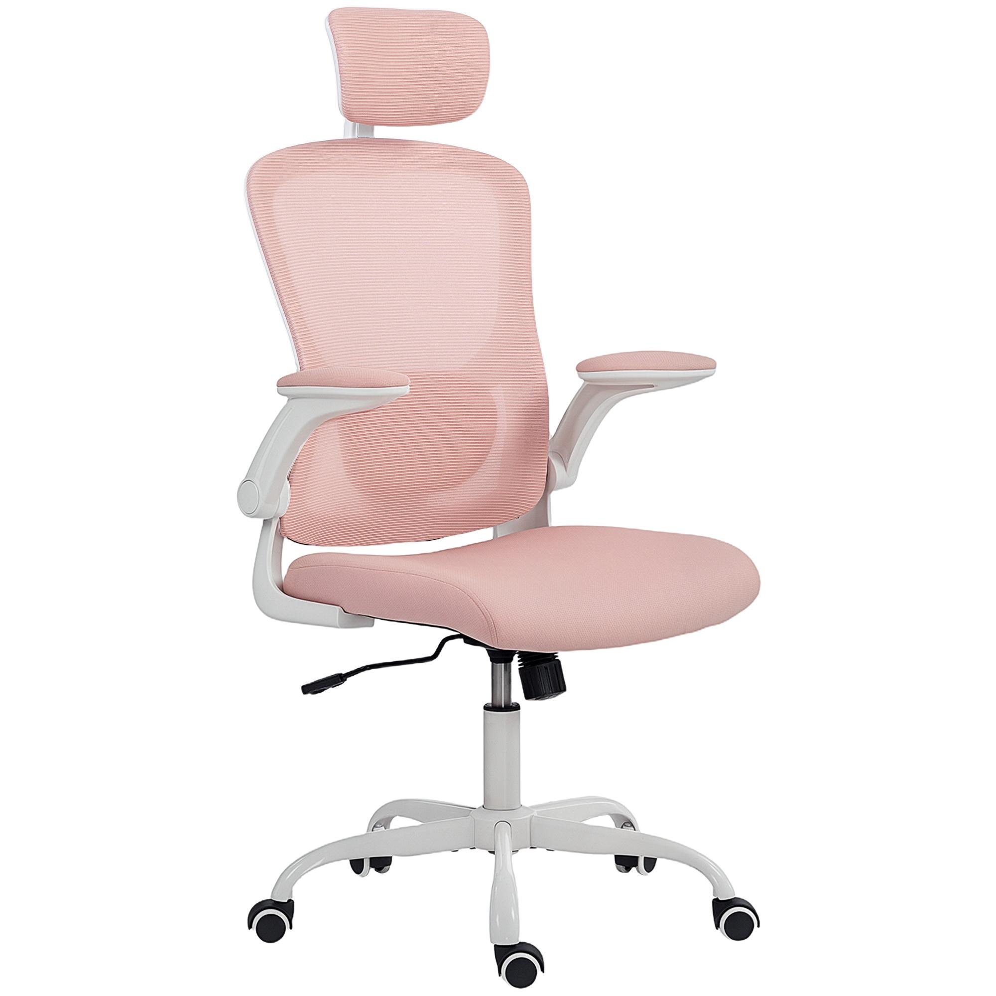 Pink 4D Lumbar Mesh Chair with Adjustable Headrest