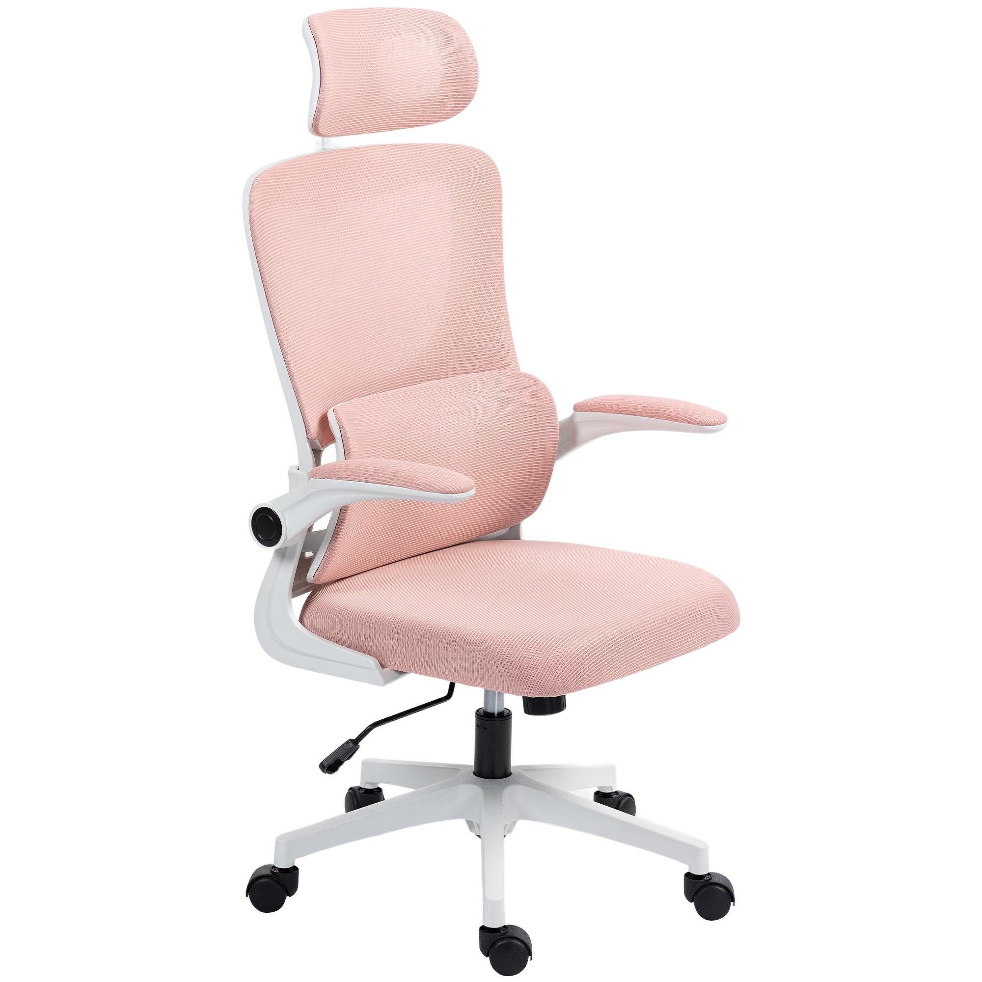 Pink Mesh Task Chair with Adjustable Headrest