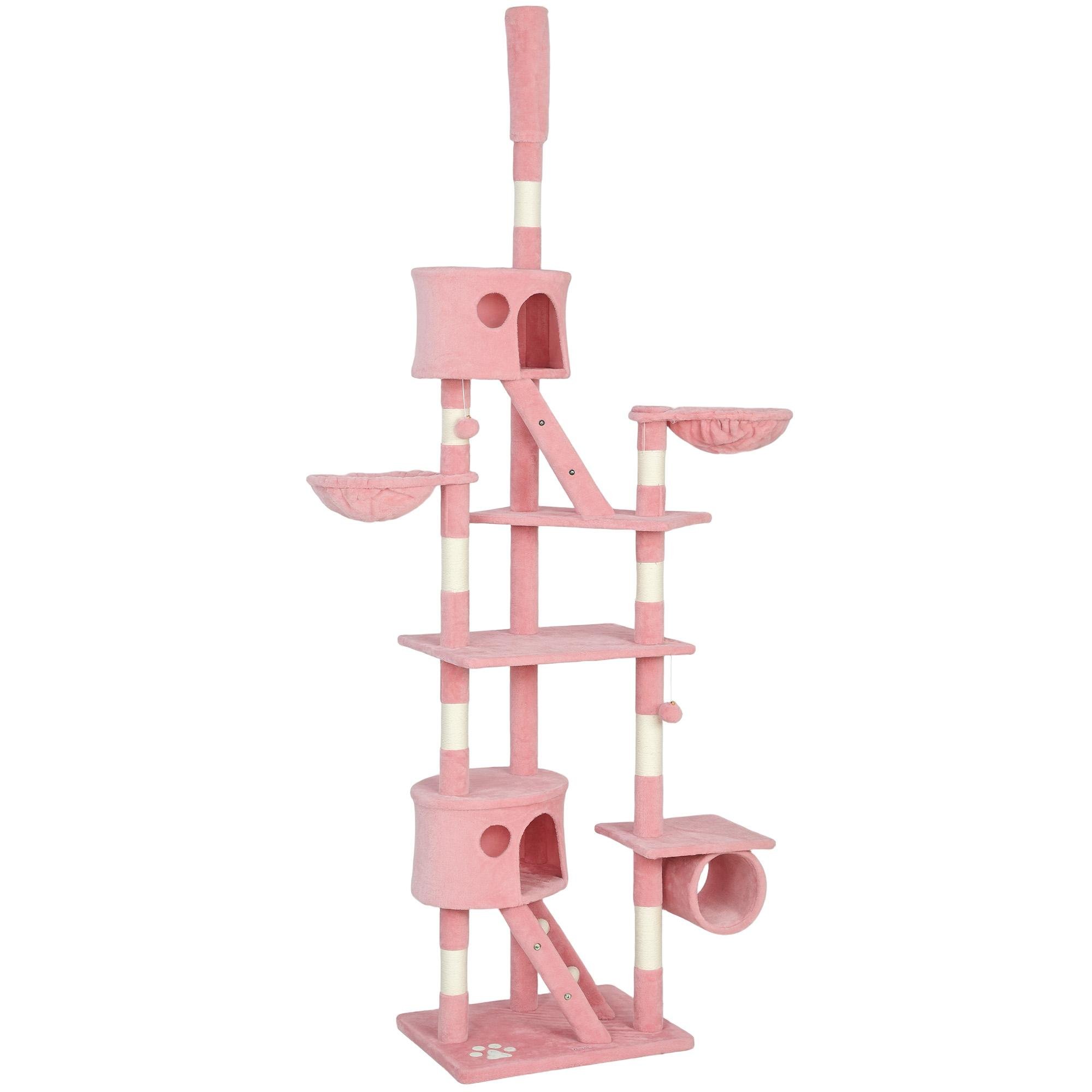 102.4 inch pink cat tower with adjustable height
