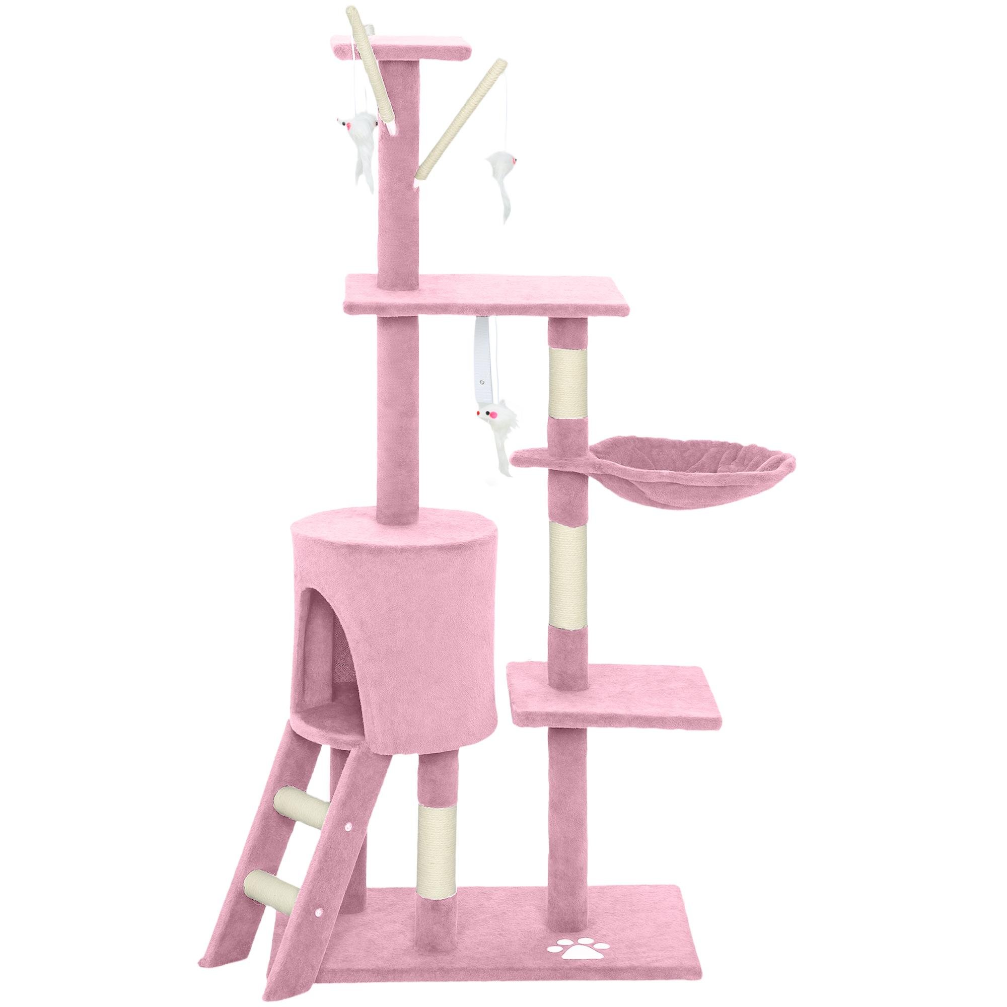53 inch pink cat condo with hammock and ladder