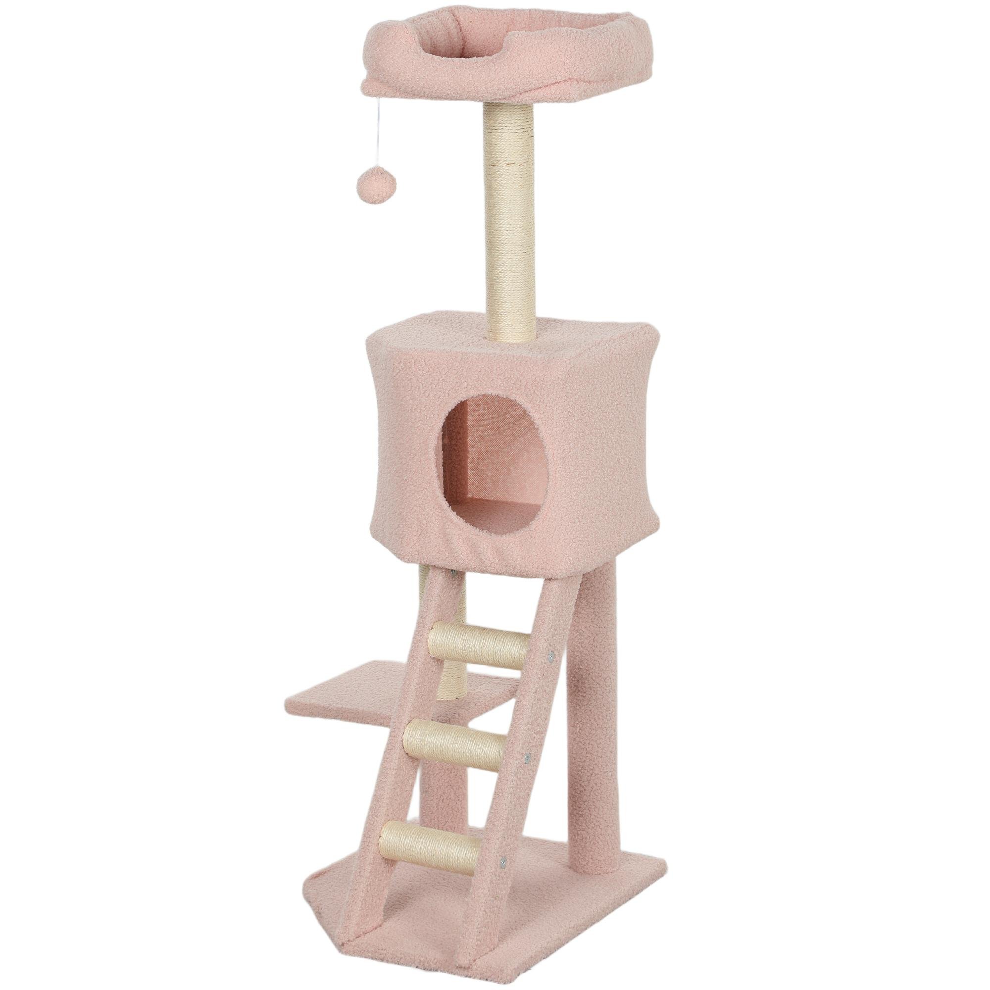 47.2-Inch Pink Cat Tree with Condo and Ladder